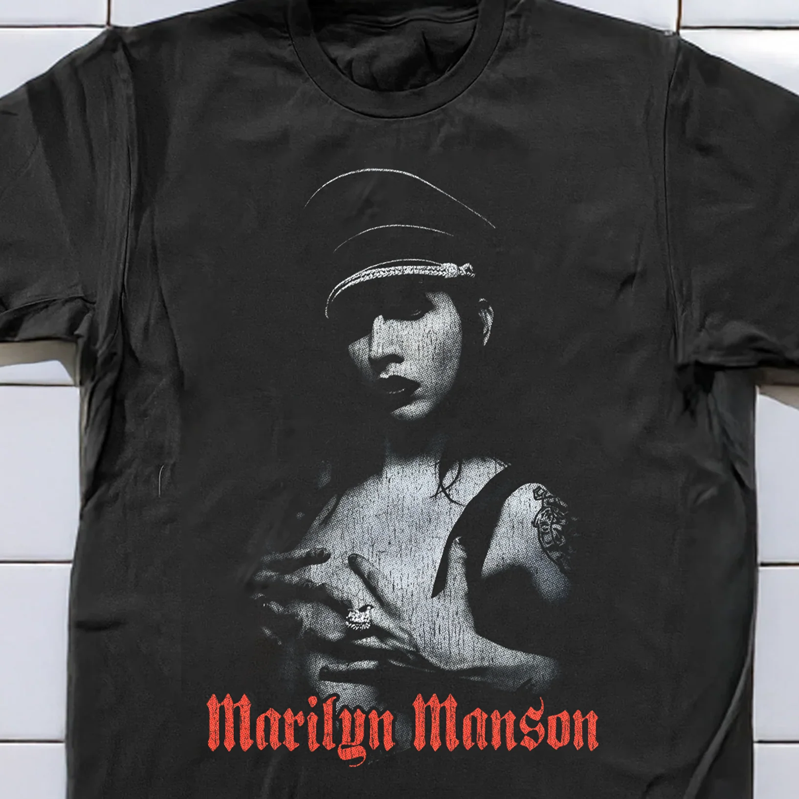 01 Marilyn Manson Washed Black Tee - Image 2