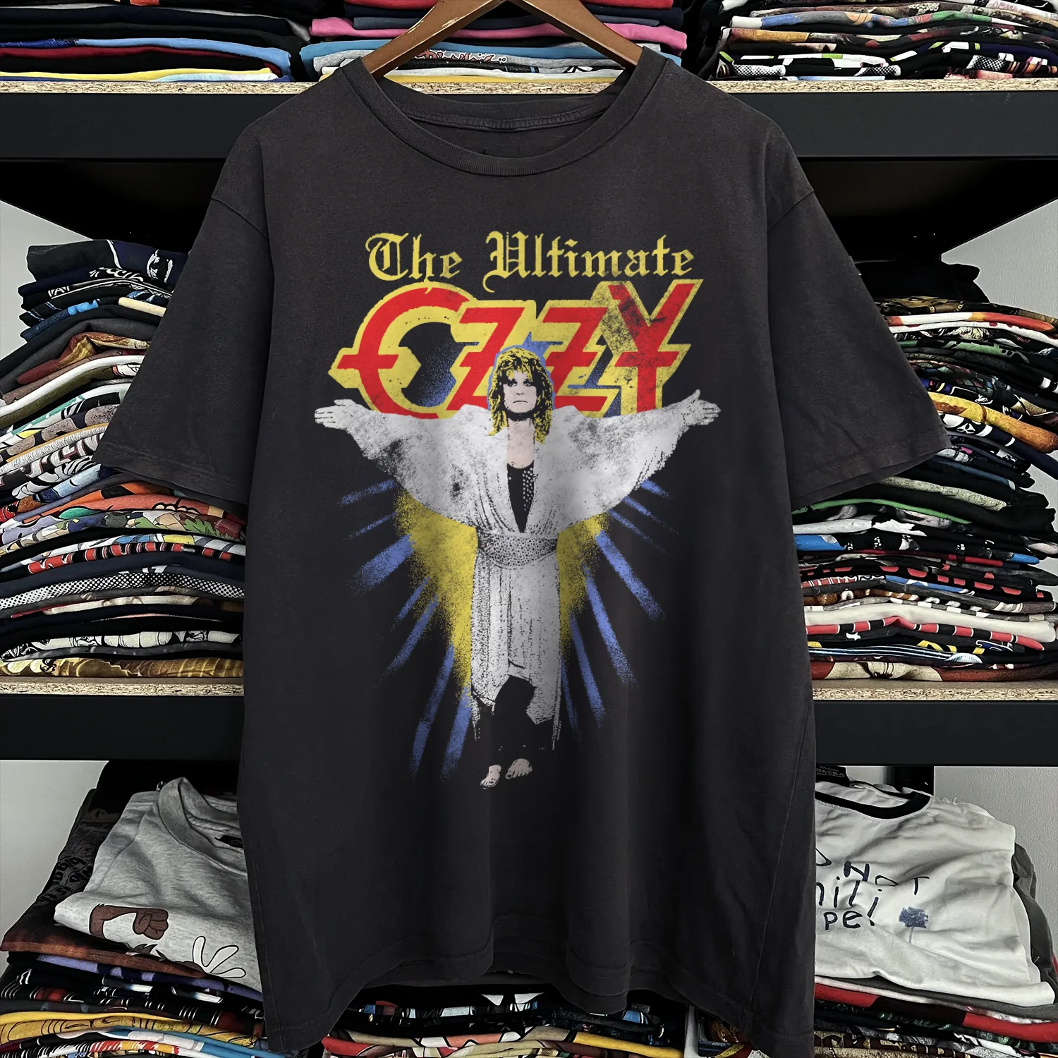 1986 Ozzy Osbourne 'The Ultimate Sin' Promo Washed Black Tee - Image 2