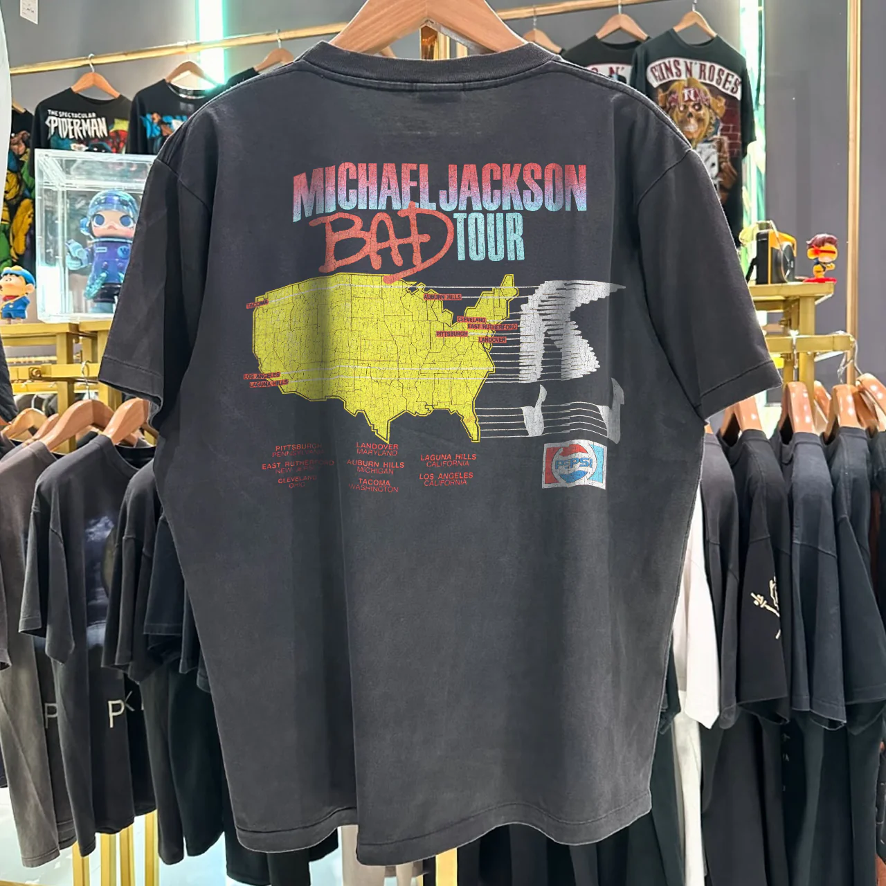 1988 Michael Jackson 'Bad' World Tour Rare Washed Black T-Shirt - Image 2