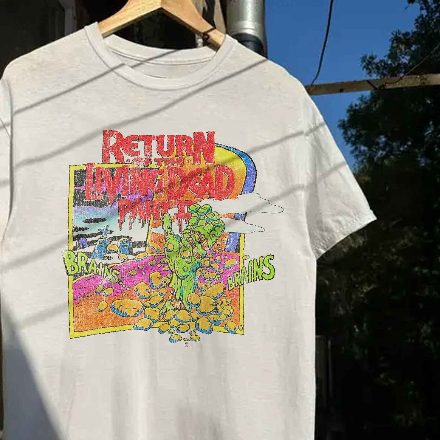 1988 Return Of The Living Dead Pt 2 Promo Rare Washed White T-Shirt - Image 2