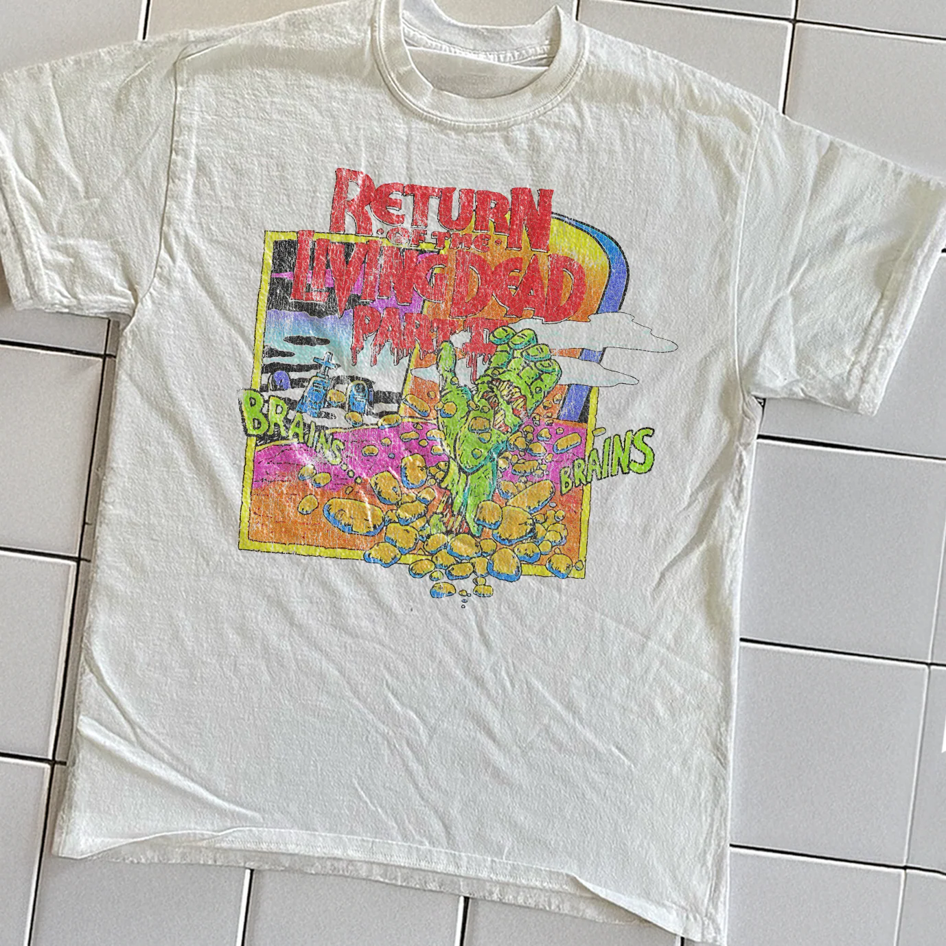 1988 Return Of The Living Dead Pt 2 Promo Rare Washed White T-Shirt - Image 3