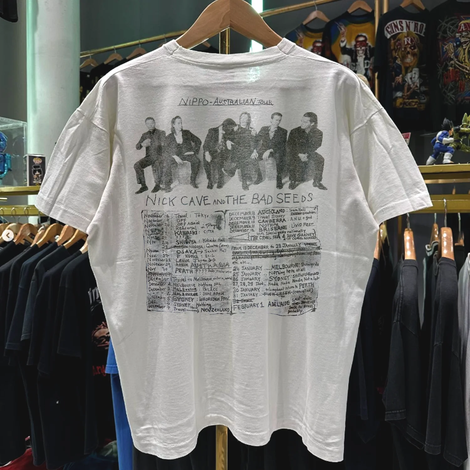 1990 Nick Cave Nippo Australia Tour Rare Washed White T-Shirt - Image 2