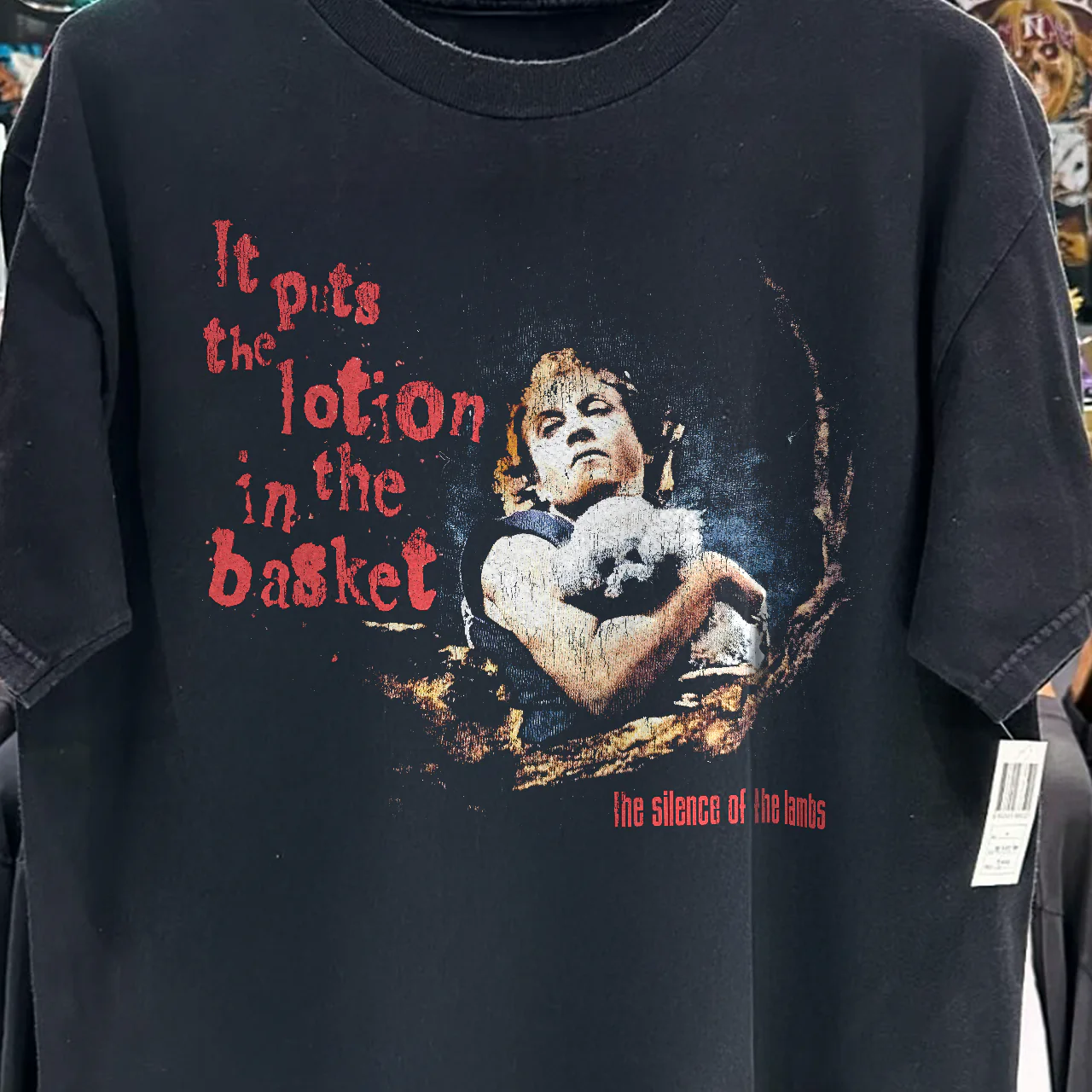 1991 Buffalo Bill It Puts The Lotion In The Basket 'Sotl Promo' Rare Washed Black T-Shirt - Image 2