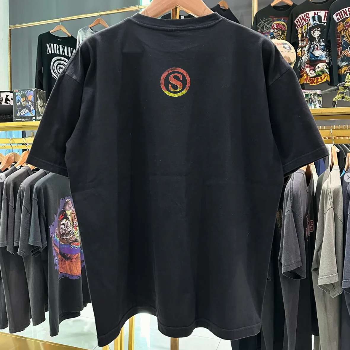 1991 Slowdive Just For A Day Rare Vintage Washed Black T-Shirt - Image 2