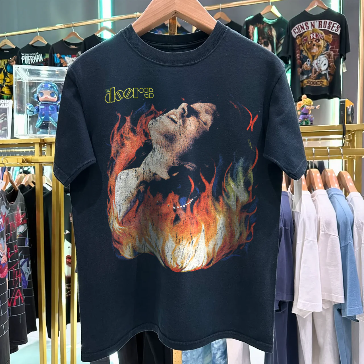 1991 The Doors Light My Fire Rare Grail Washed Black T-Shirt - Image 3