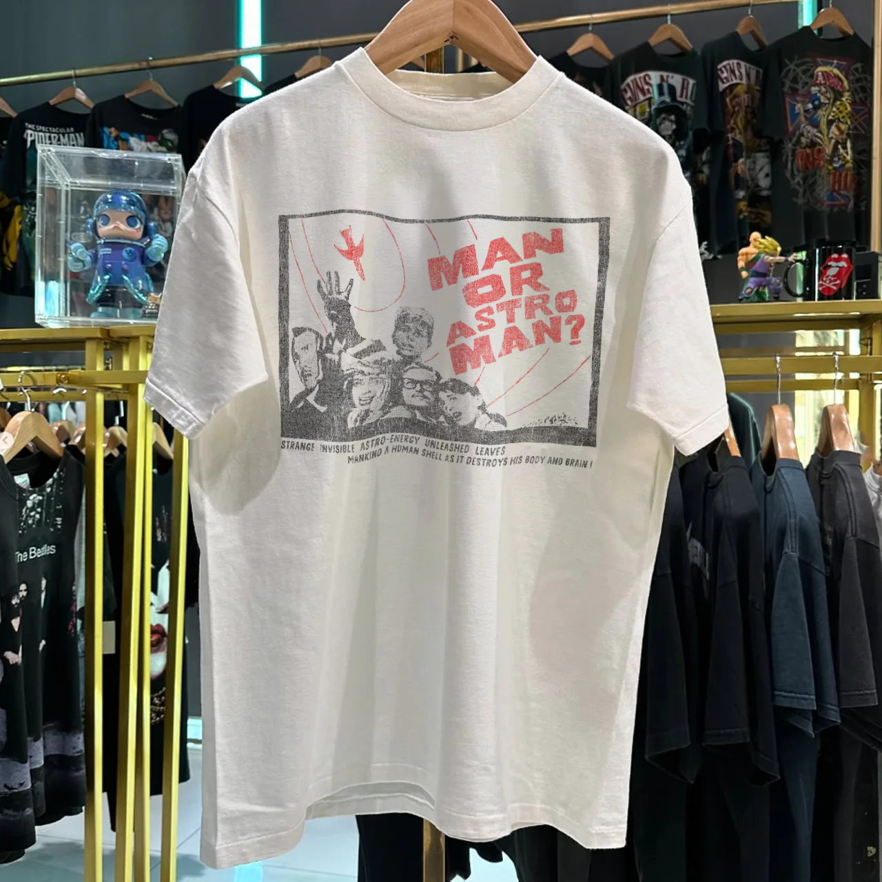 1992 Man Or Astro Man? Rare Washed White T-Shirt - Image 3