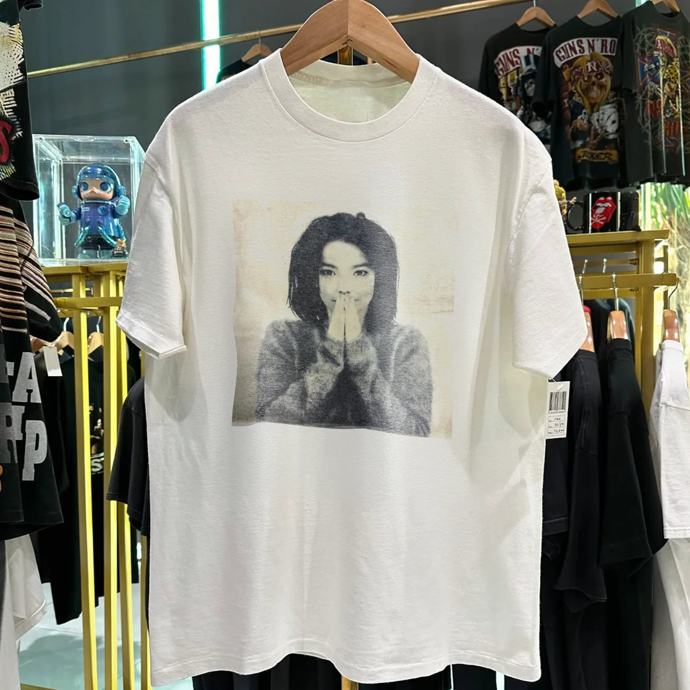 1993 Bjork Debut Grail Rare Washed White T-Shirt - Image 2