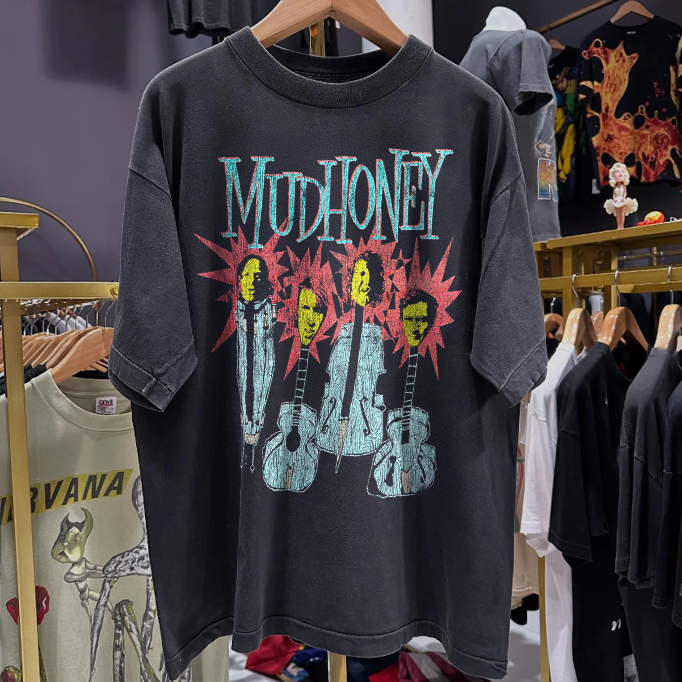 1993 Mudhoney Promo Rare Washed Black T-Shirt - Image 2