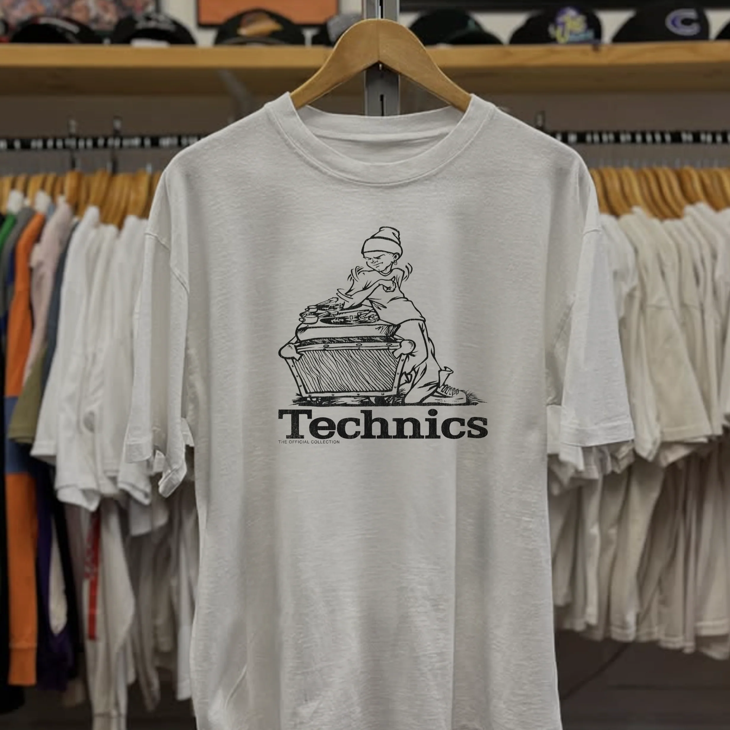 1993 Technics DJ DMC Washed White Tee - Image 2