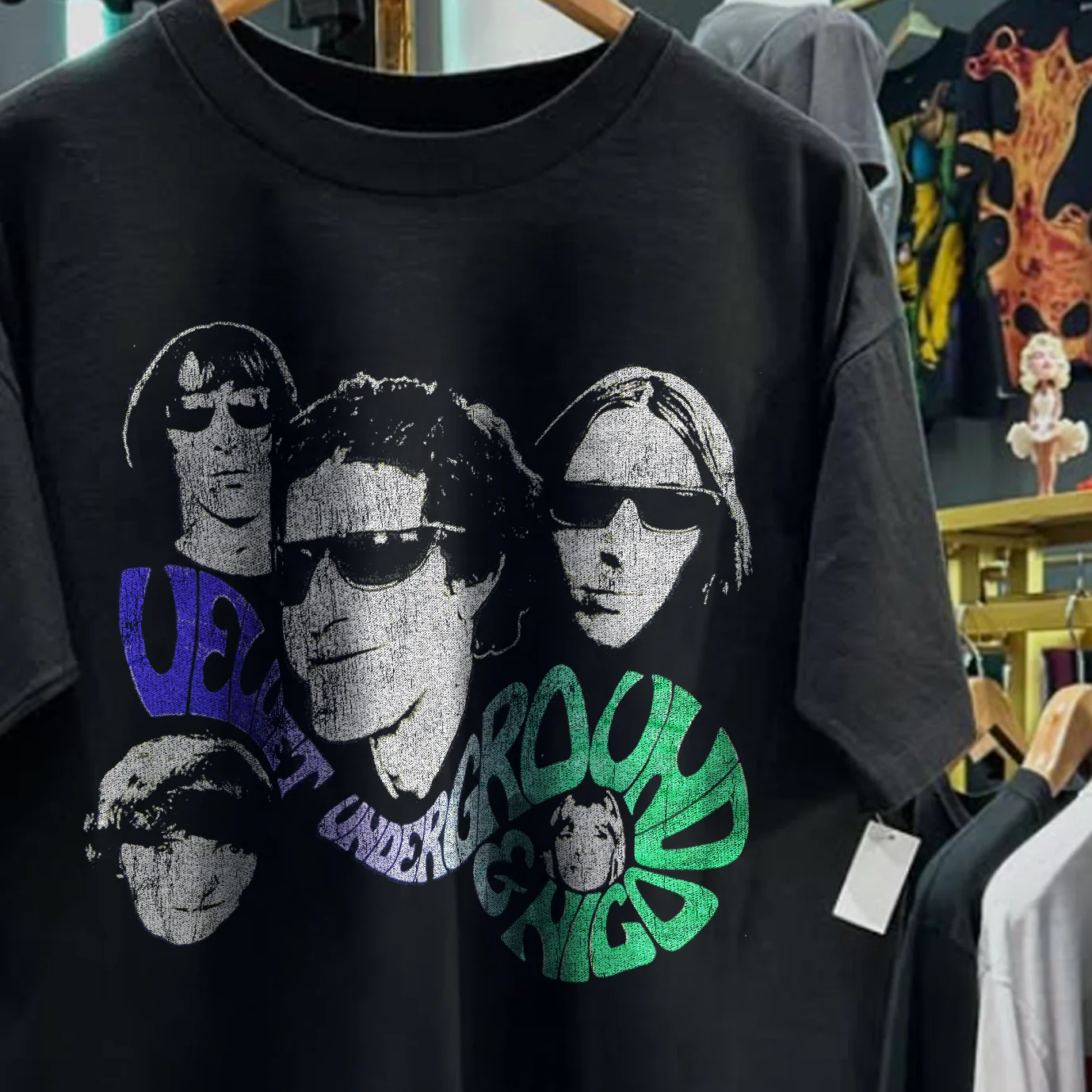 1993 Velvet Underground & Nico Rare Washed Black T-Shirt - Image 2