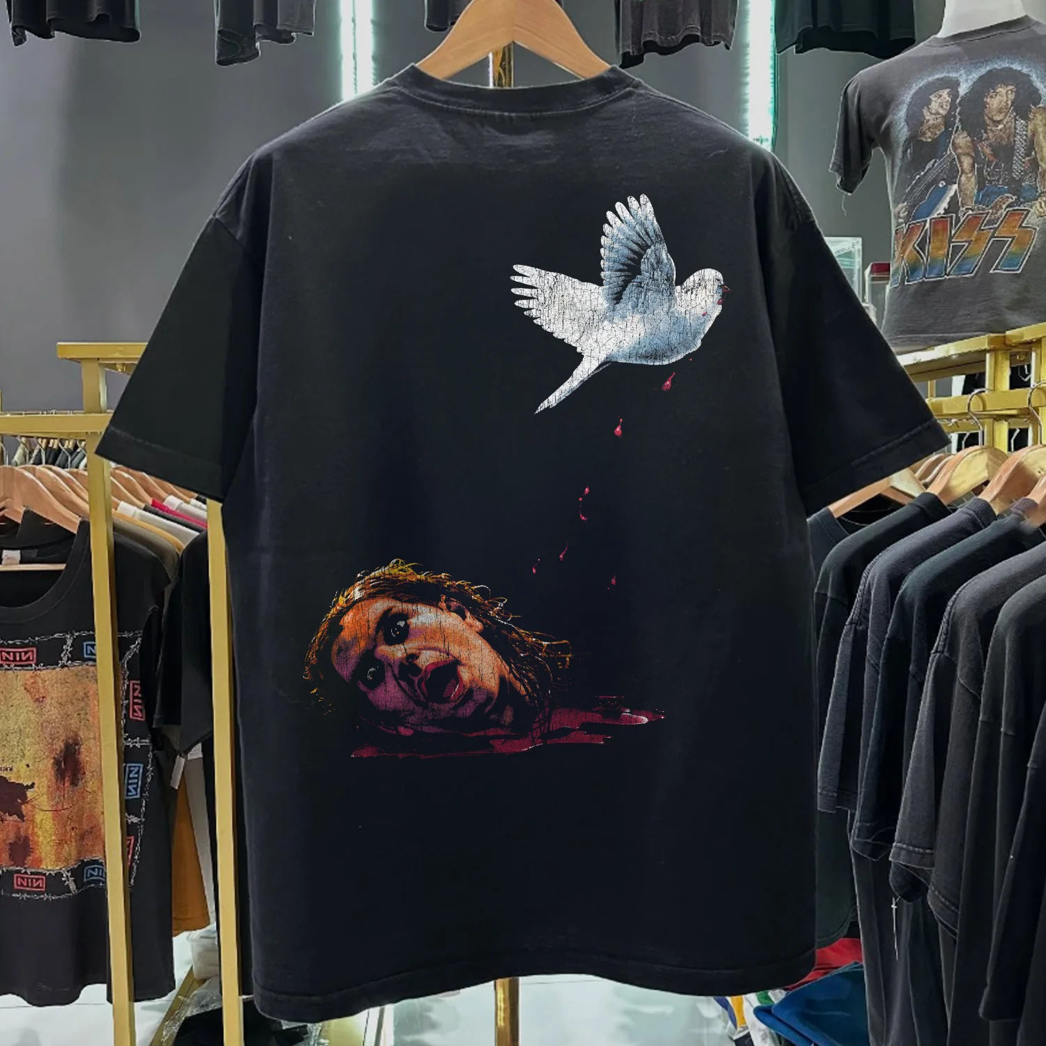 1994 Ozzy 'Doves Revenge' Rare Washed Black T-Shirt - Image 2