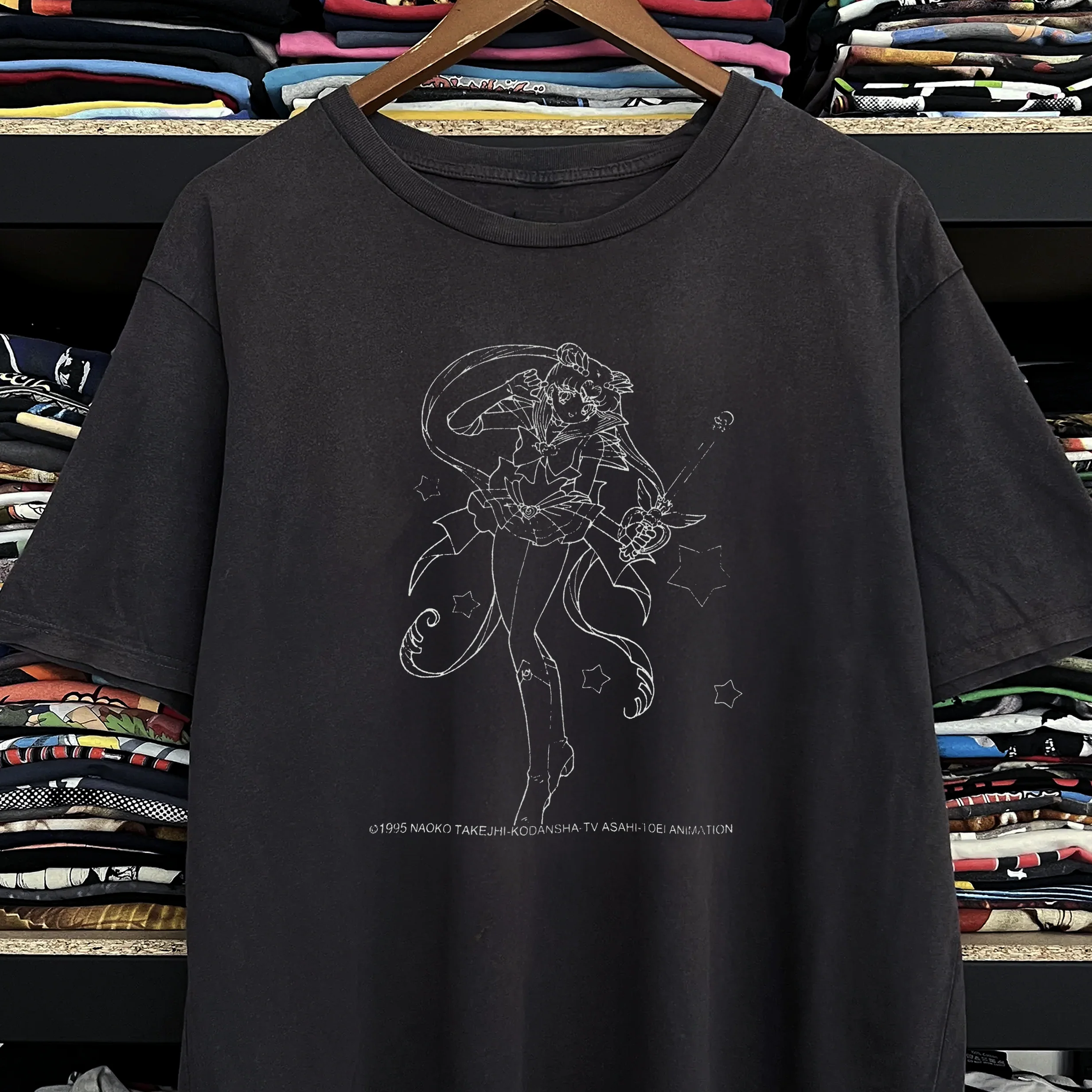 1995 Sailor Moon Washed Black Tee - Image 2