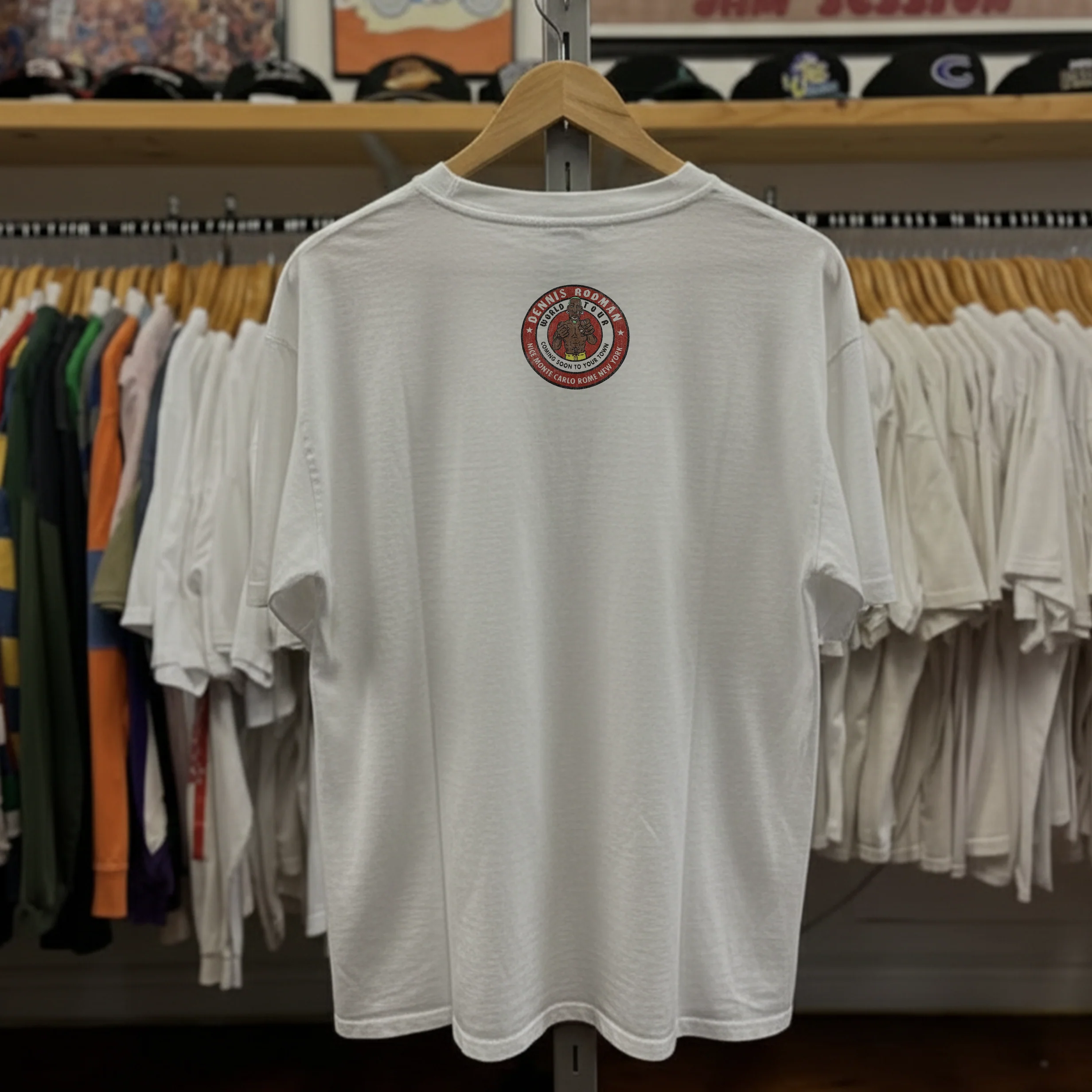 1996 Dennis Rodman World MTV Washed White Tee - Image 2