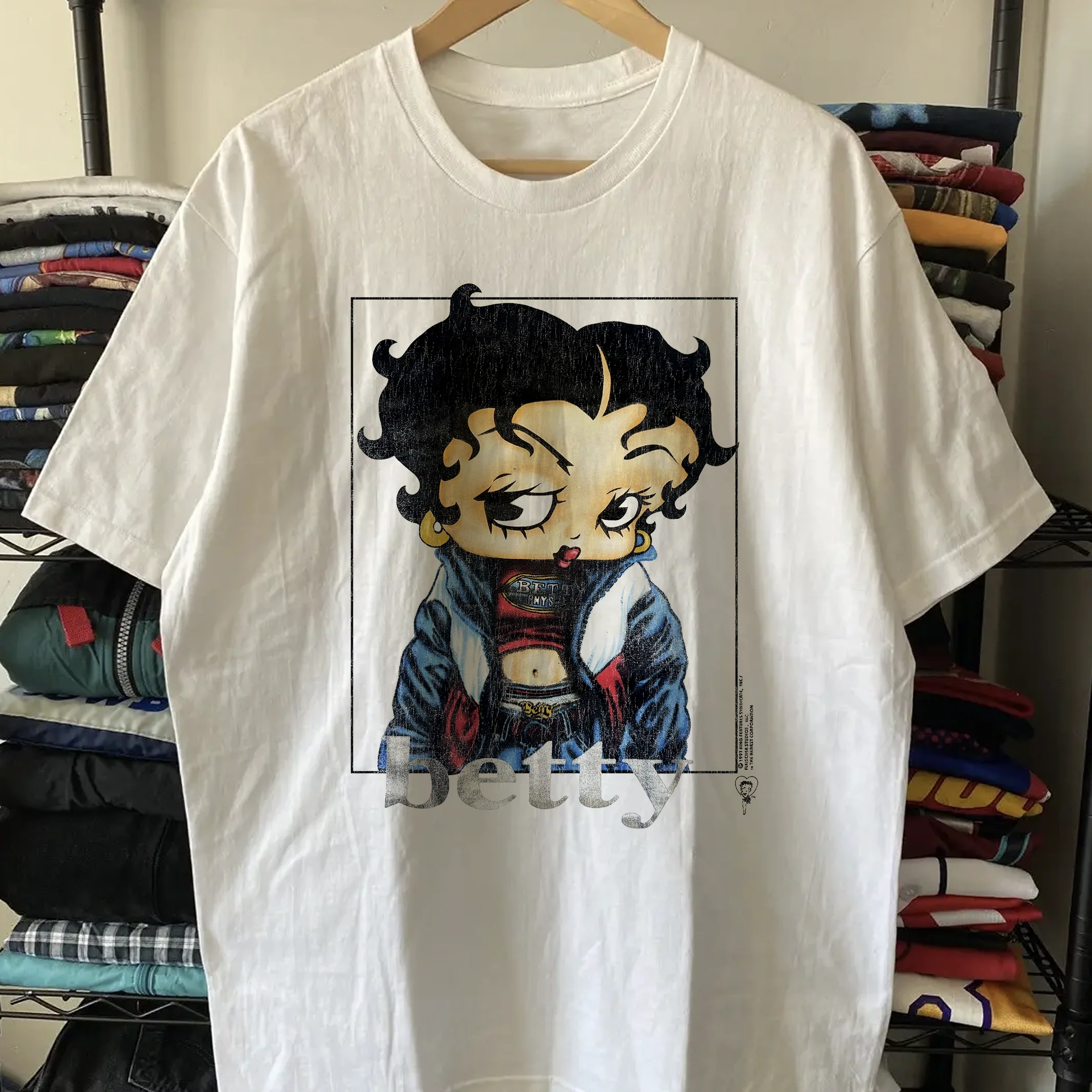 1997 Betty Boop Street Washed White Tee - Image 4