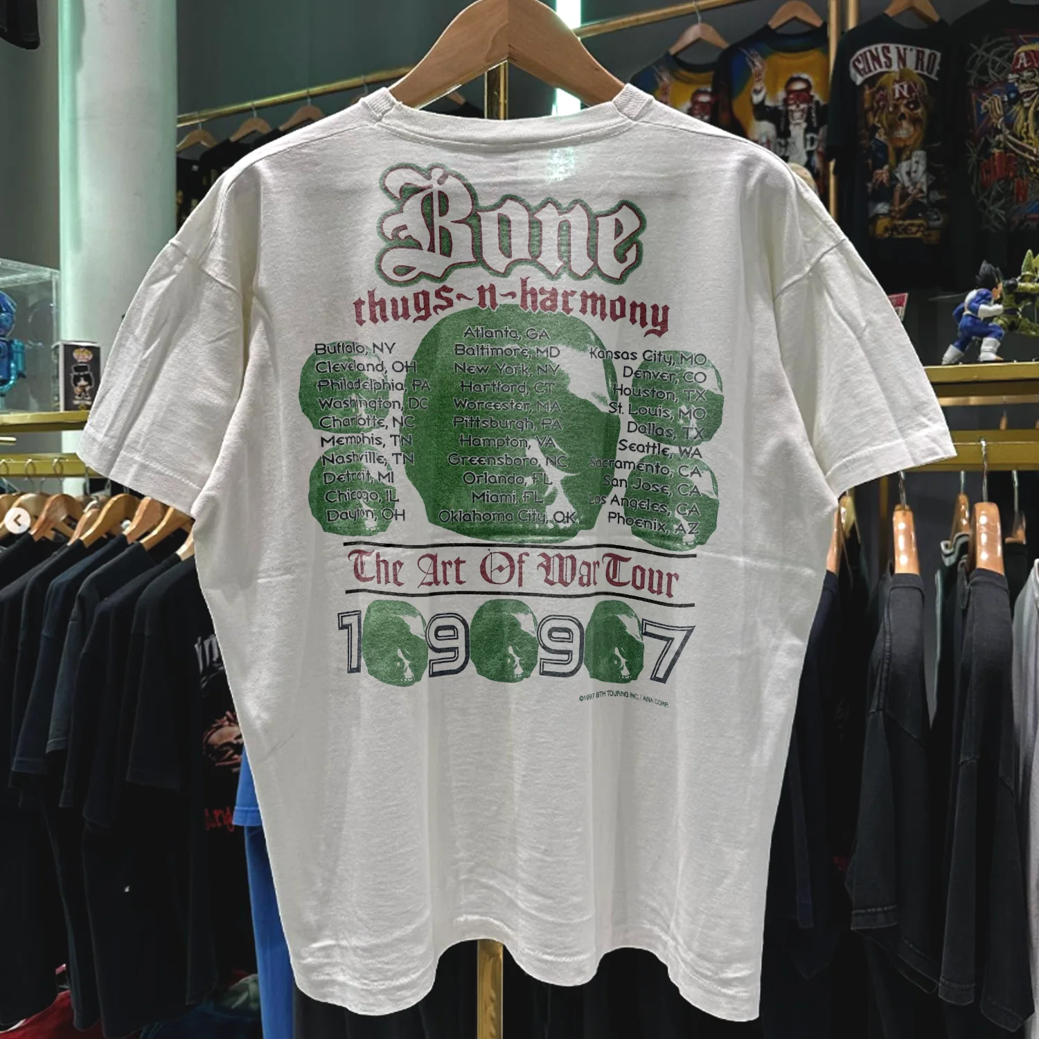 1997 Bone Thugs N Harmony 'Art Of War' Rare Washed White Rap Tee - Image 2