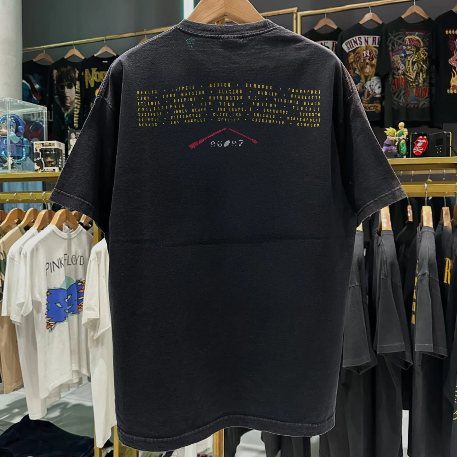 1997 Neil Young With Crazyhorse Tour Rare Washed Black T-Shirt - Image 2