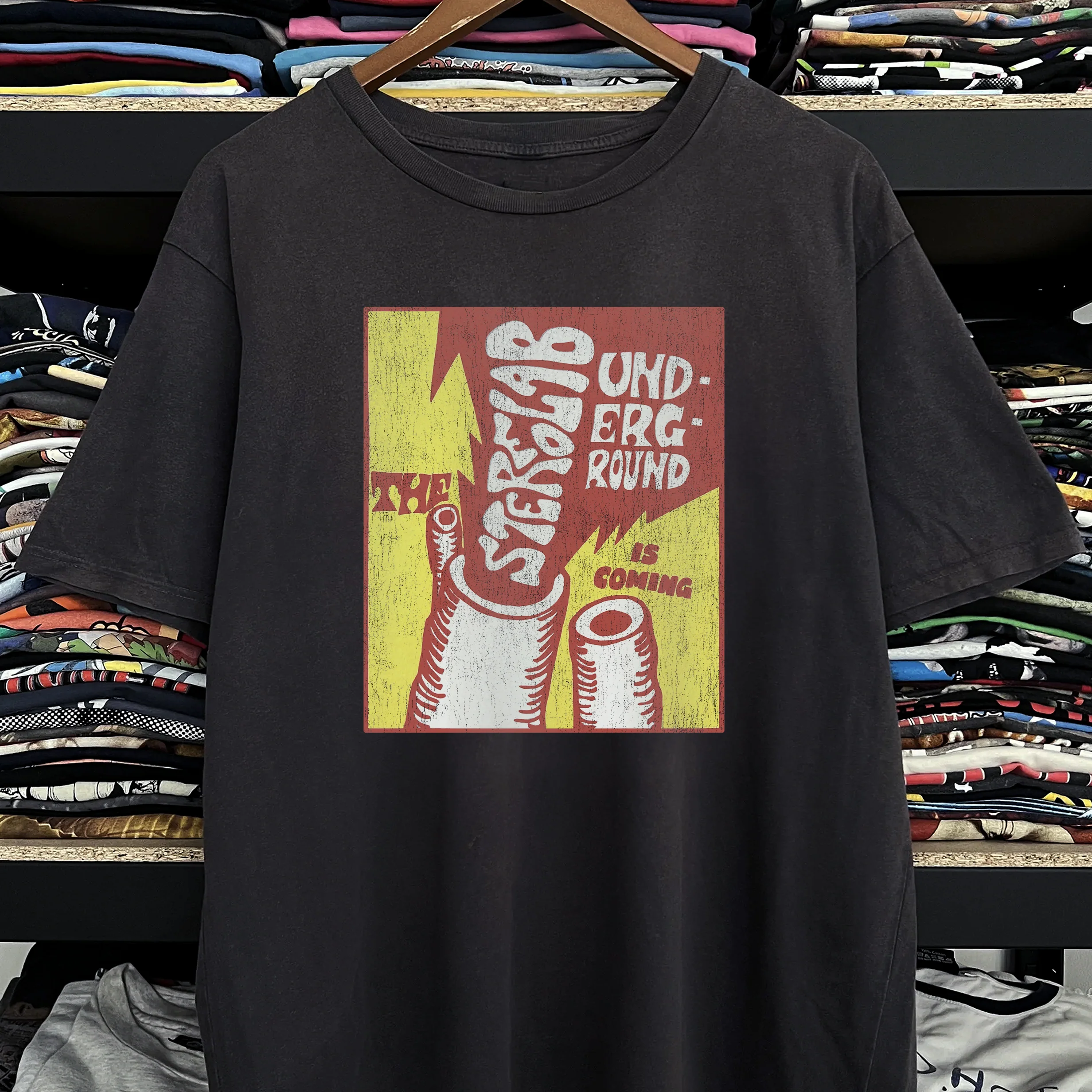 1999 Stereolab Underground Washed Black Tee - Image 2
