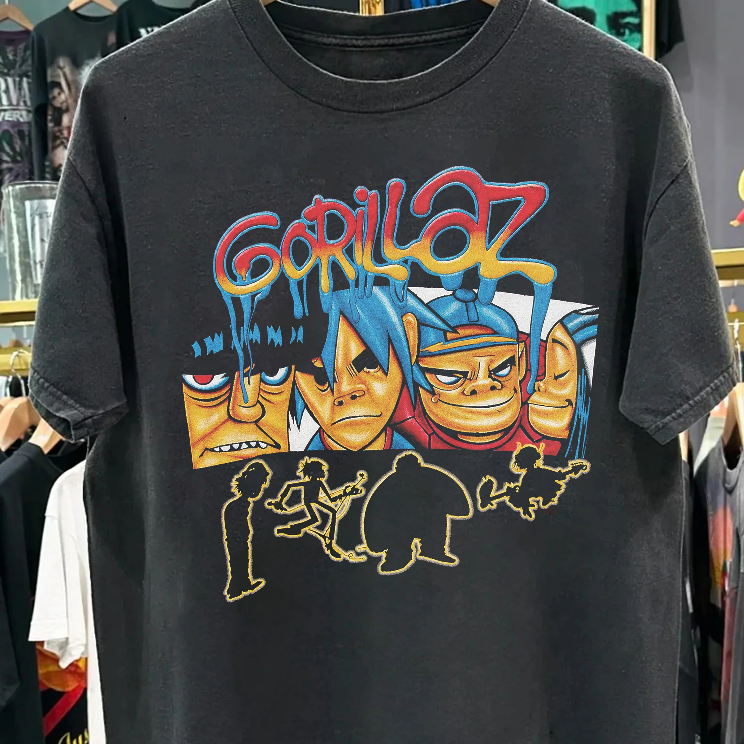 2000s Gorillaz Washed Black T-Shirt - Image 5