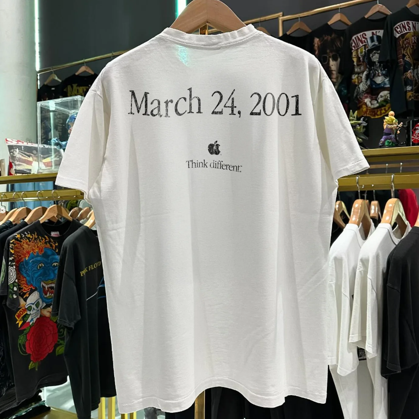 2001 Apple 'X' The Future Is Here Rare Washed White T-Shirt - Image 2