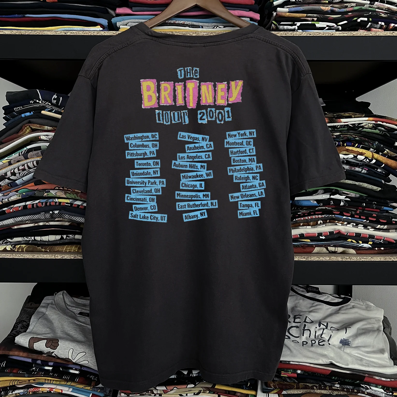 2001 Britney Spears Tour Washed Black Tee - Image 2