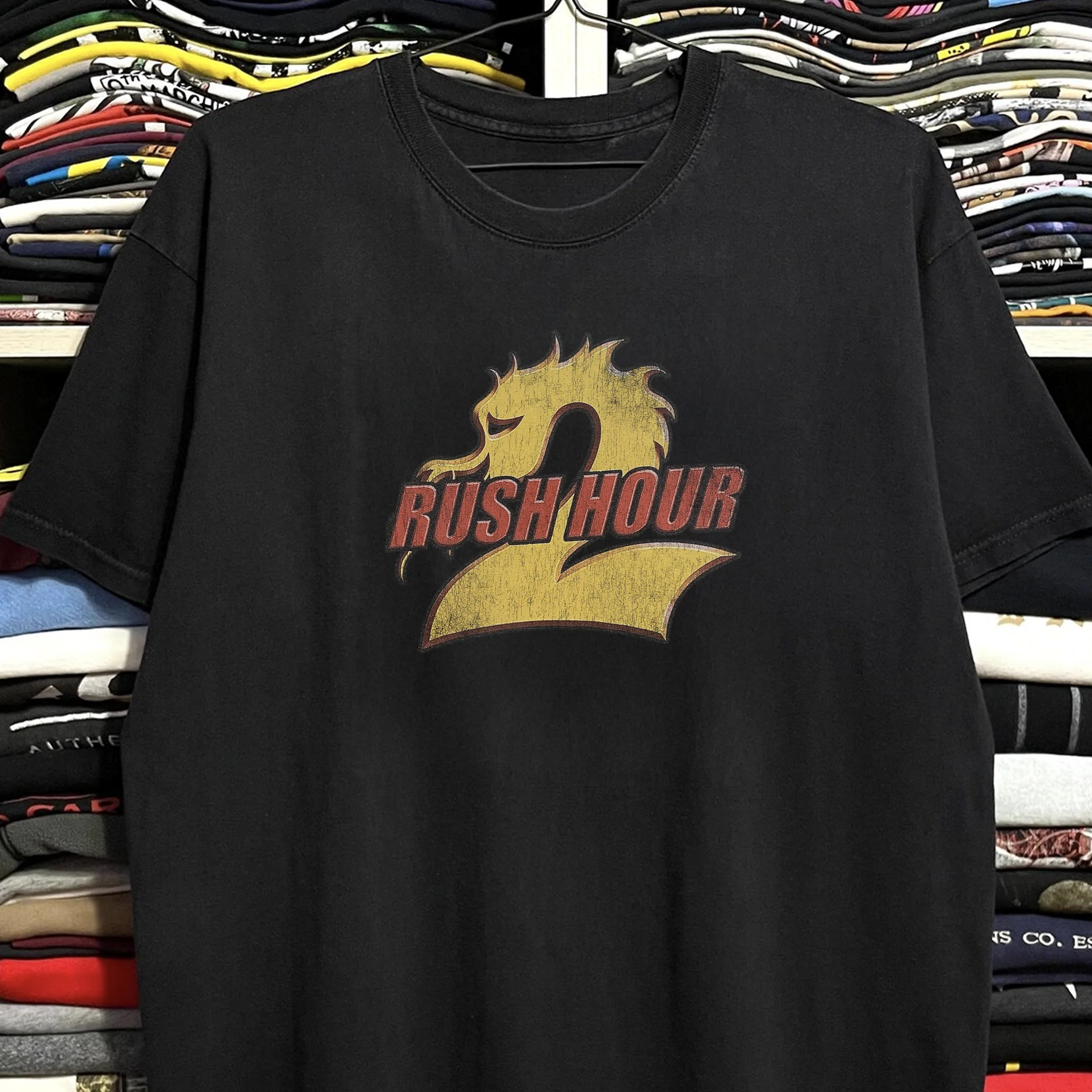 2001 Rush Hour 2 Movie Promo Washed Black Tee - Image 2