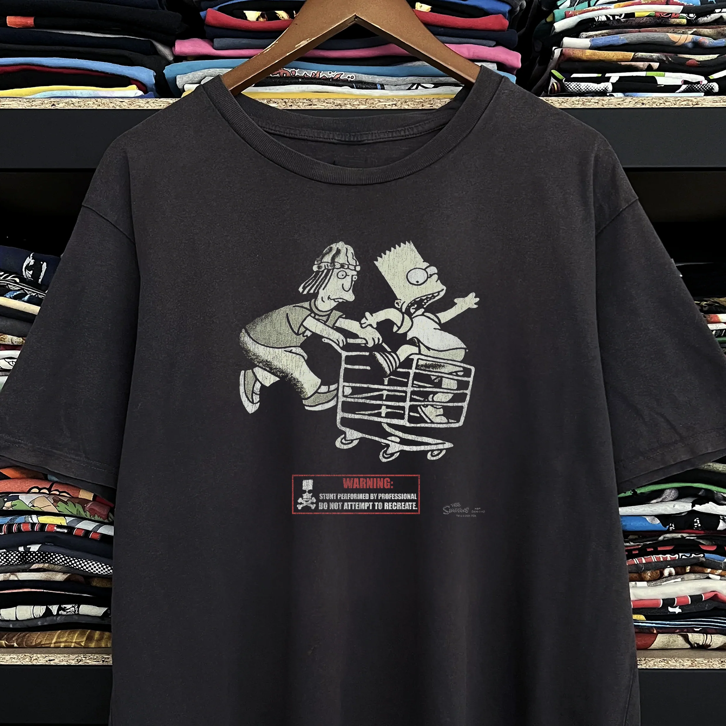 2001 Simpsons x Jackass Washed Black Tee - Image 2