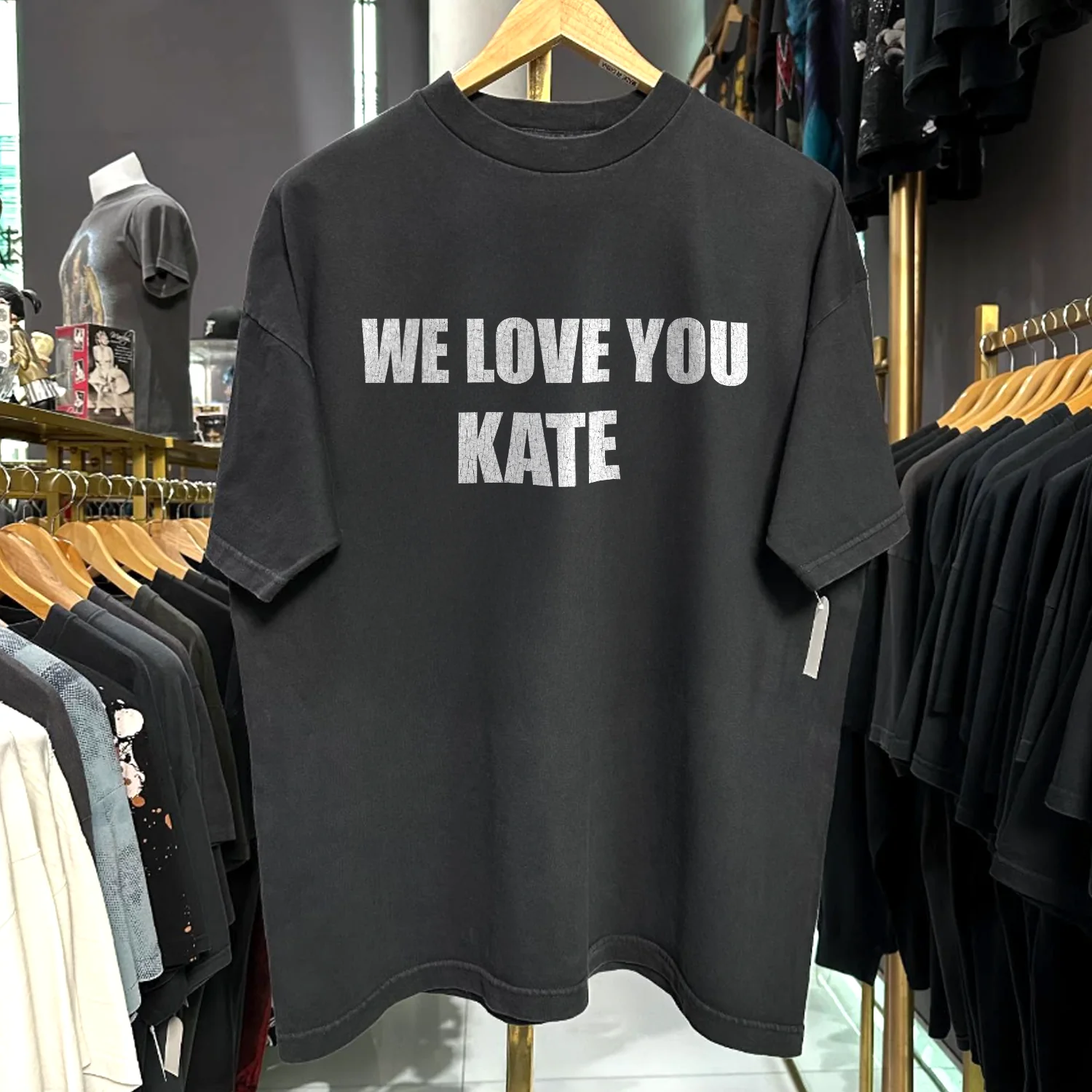 2006 We Love You Kate 'Alexander Mcqueen' Rare Washed Black T-Shirt - Image 2