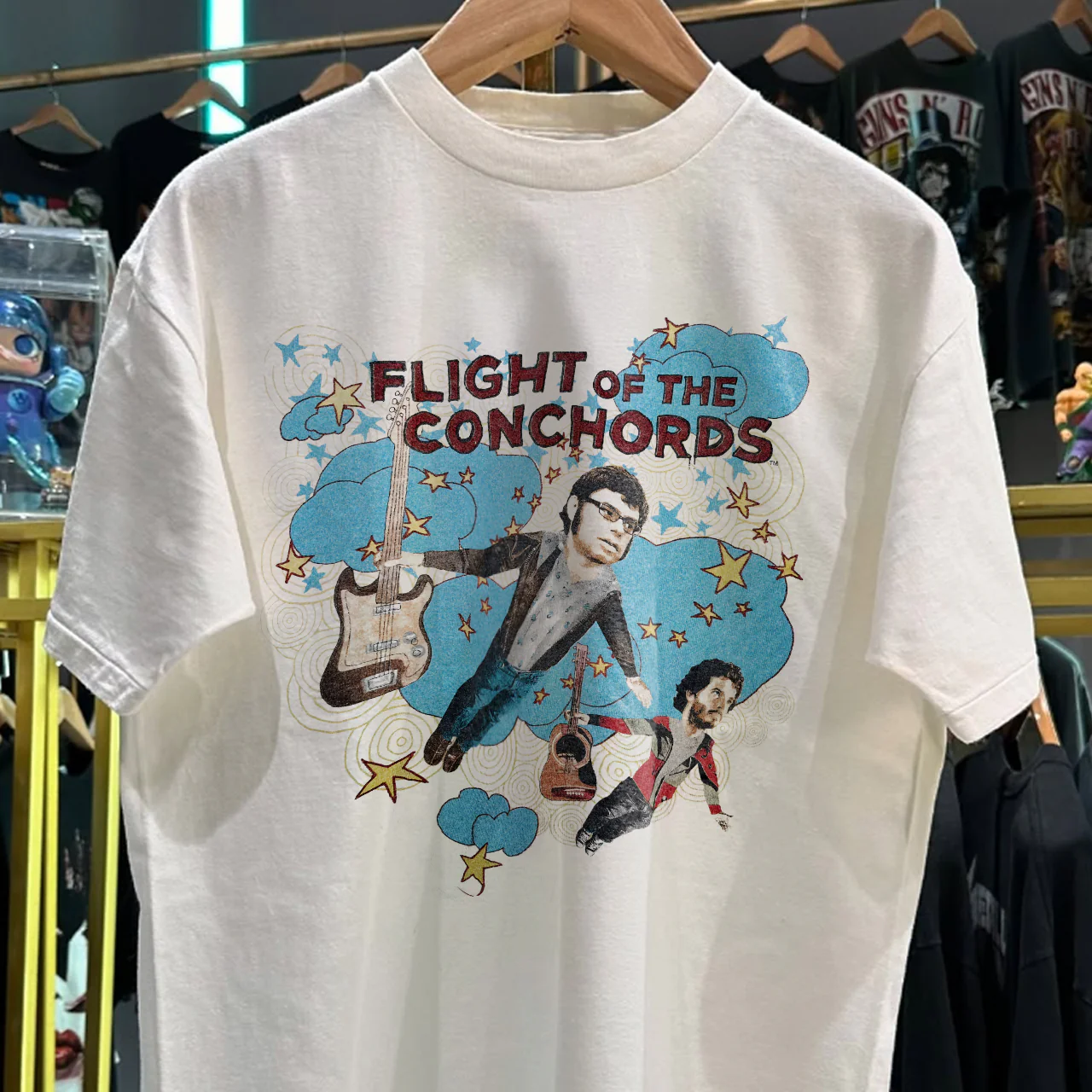 2007 Flight Of The Conchords Rare Promo Washed White T-Shirt - Image 2