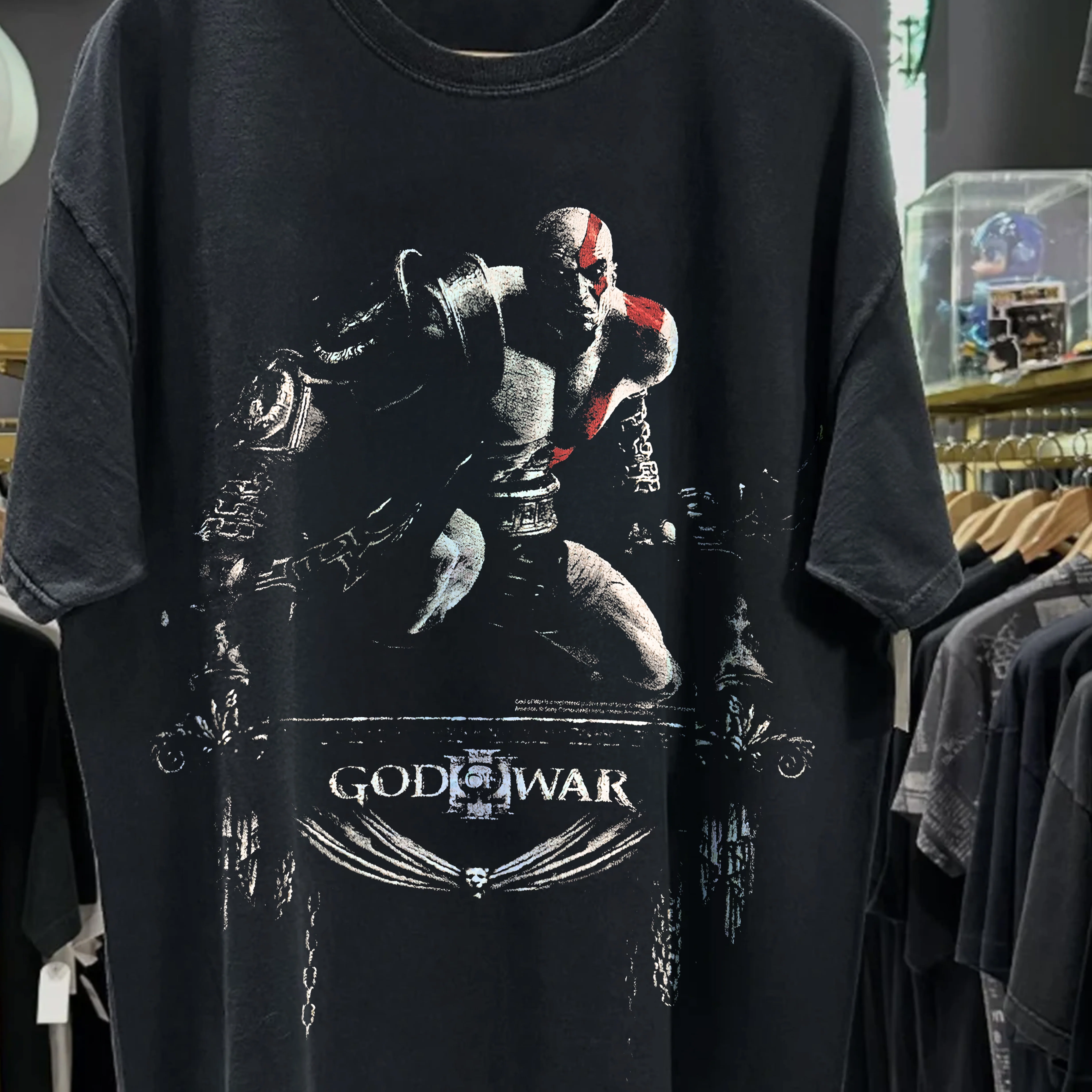 2010 God Of War III Promo Washed Black Tee - Image 2