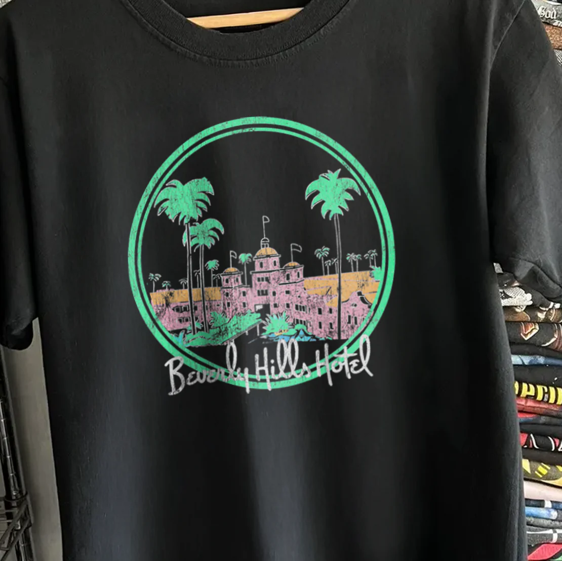 80s Beverly Hills Hotel Washed Black Sunset Tee - Image 2