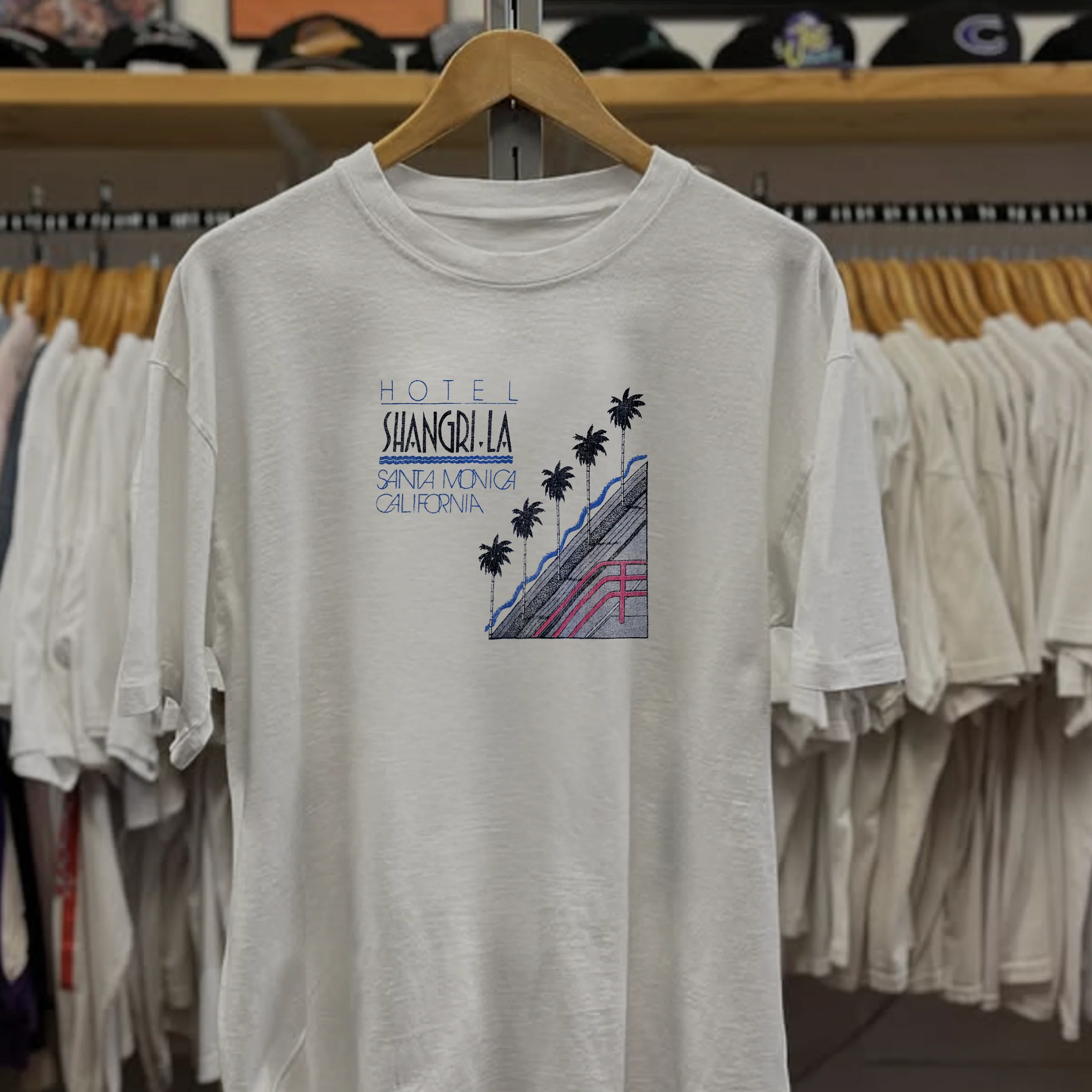 80s Hotel Shangri La Santa Monica Washed White Tee - Image 2