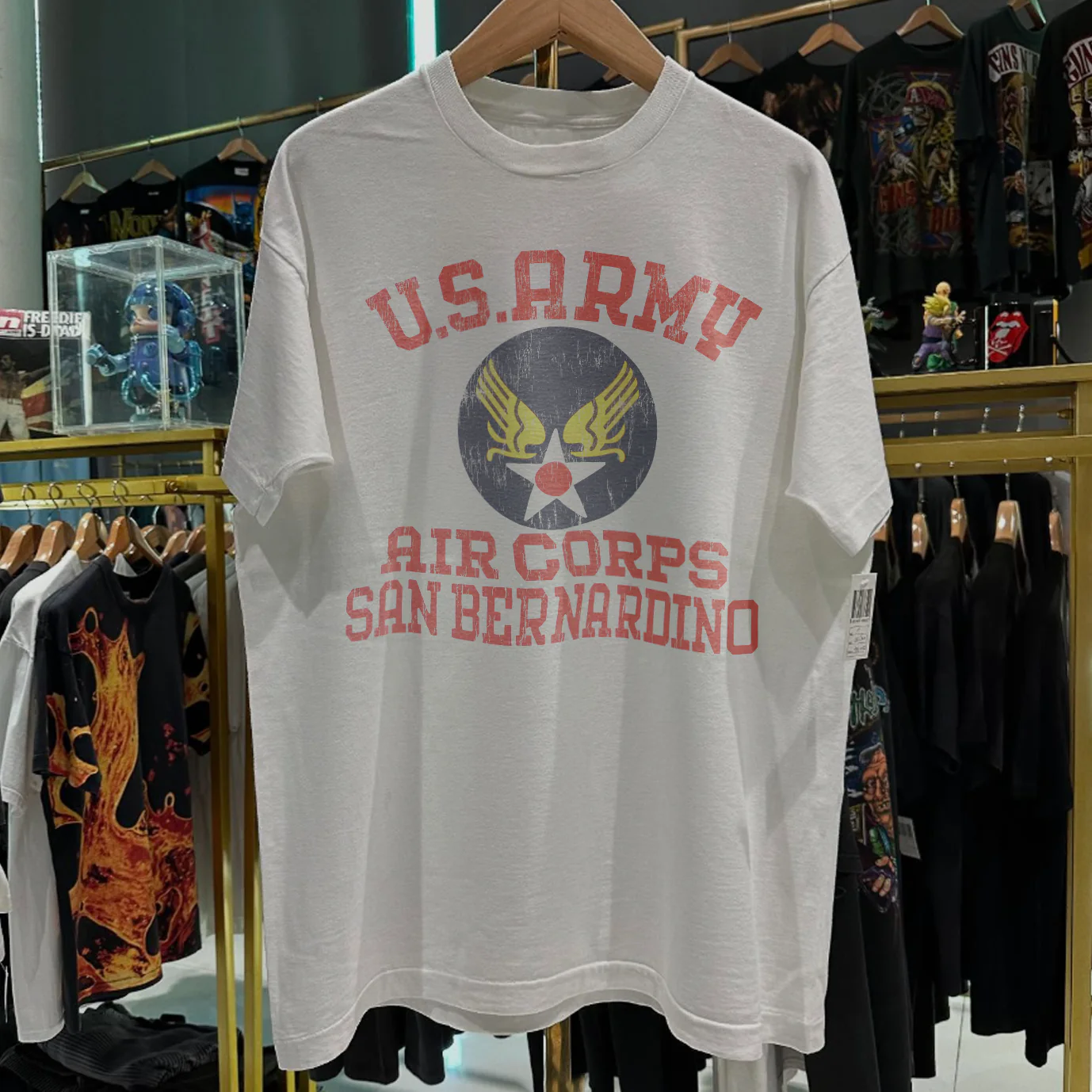 80s U.S. Army Air Corps 'San Bernardino' Rare Washed White T-Shirt - Image 2