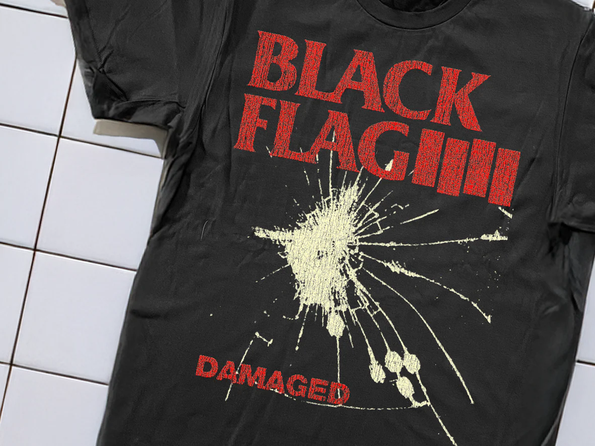 81 Damaged Black Flag Washed Black T-Shirt