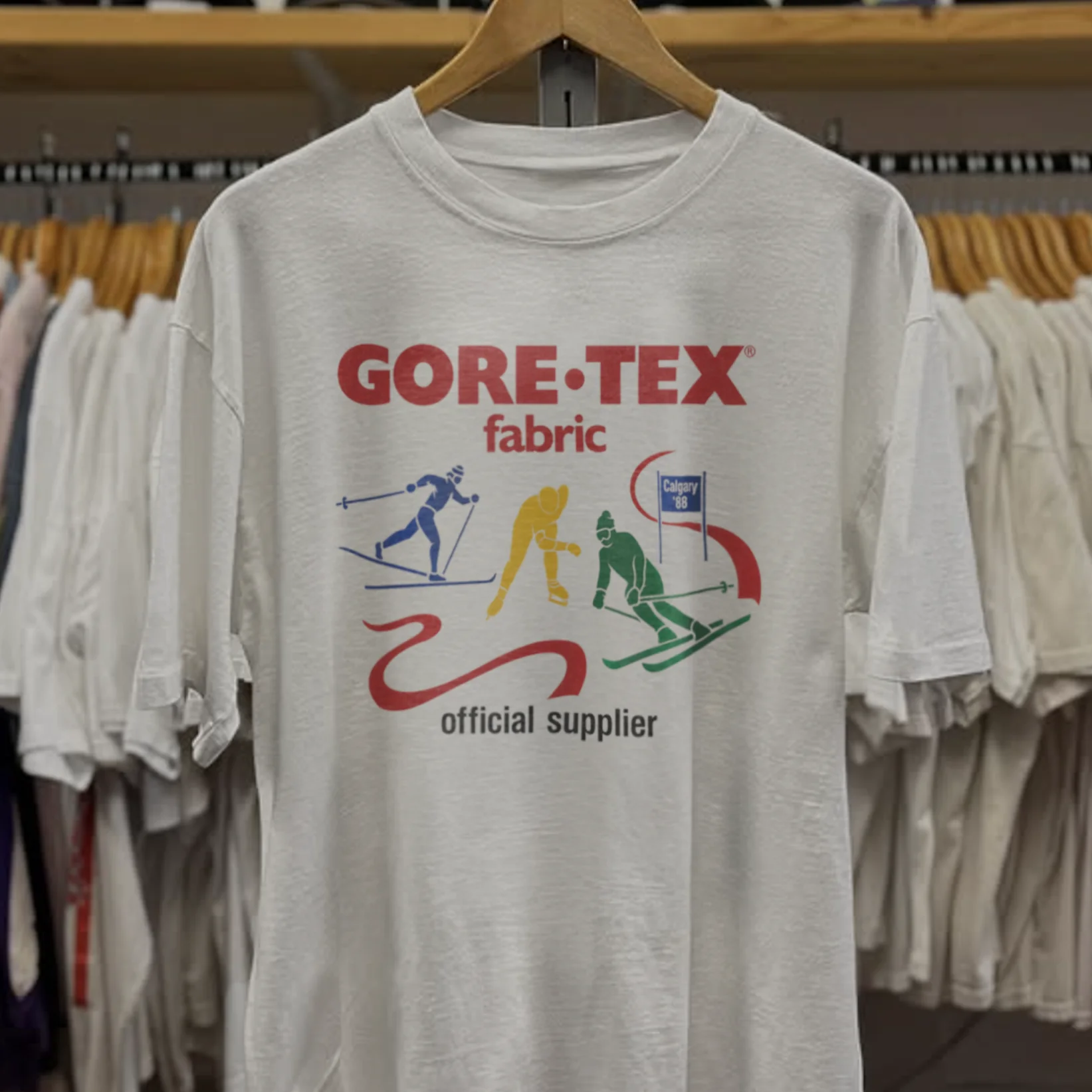 88 Calgary Goretex Official Supplier Washed White Tee - Image 2