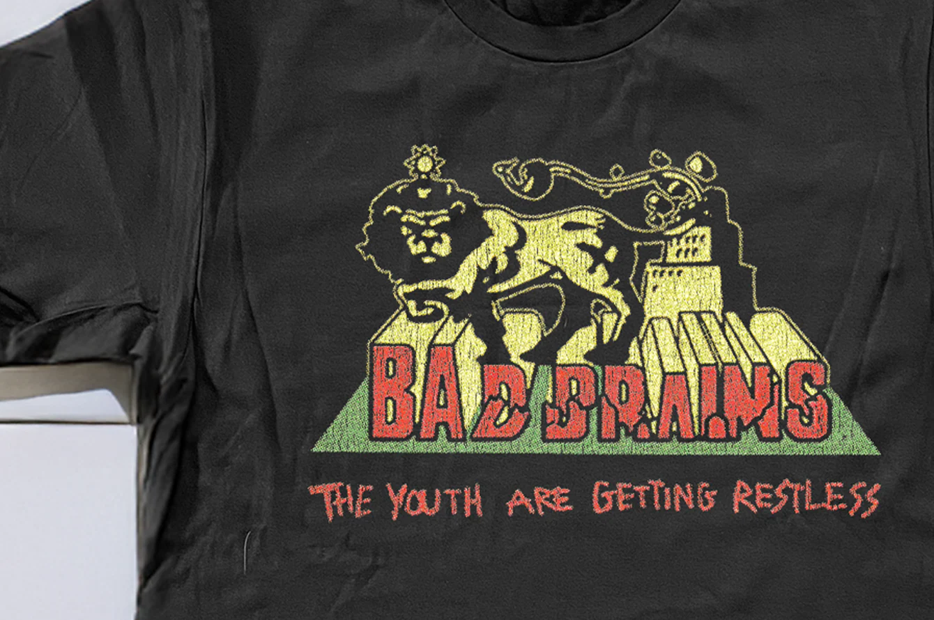 90's Bad Brains The Youth Are Getting Restless Washed Black T-Shirt - Image 3
