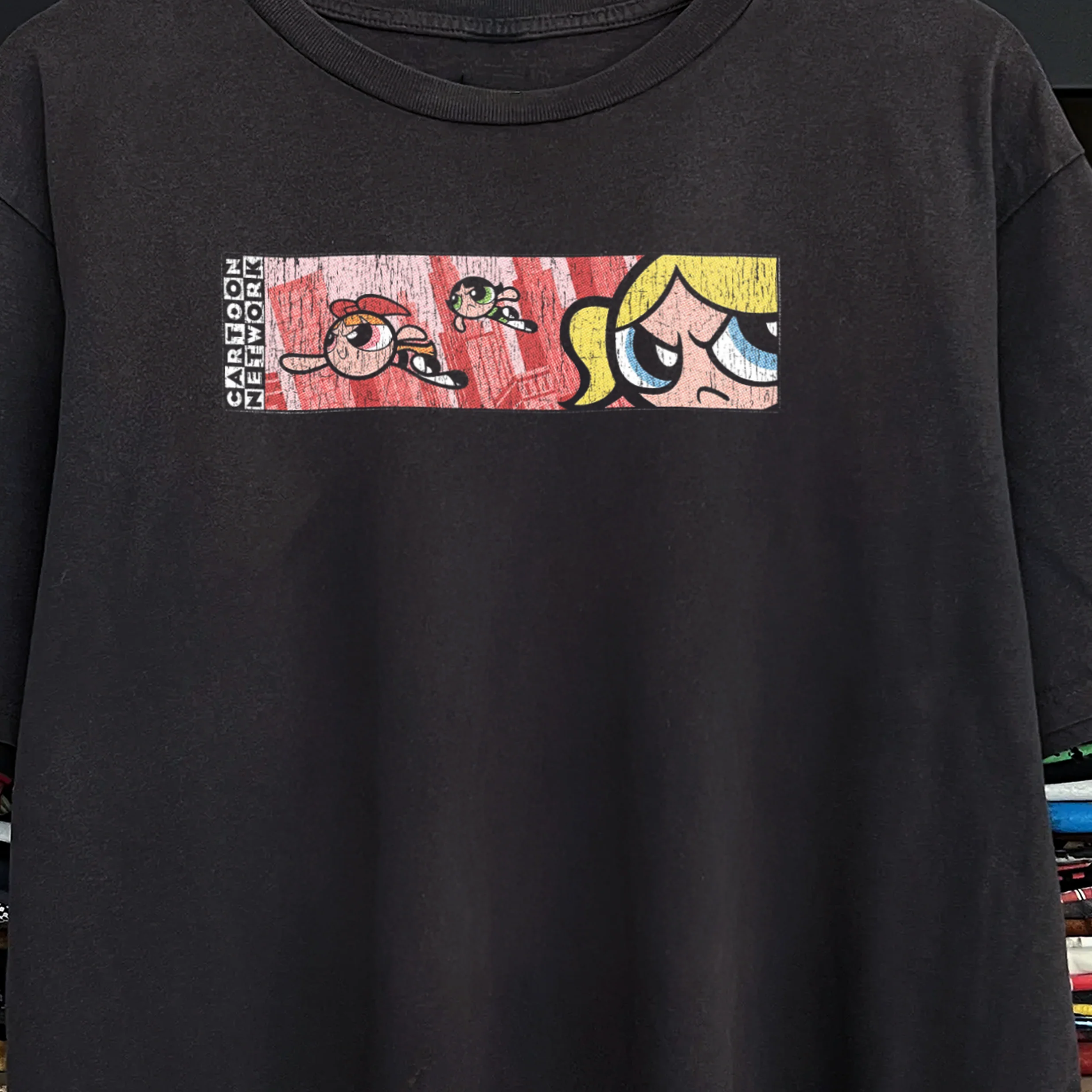 90's Powerpuff Girls Washed Black Tee - Image 2