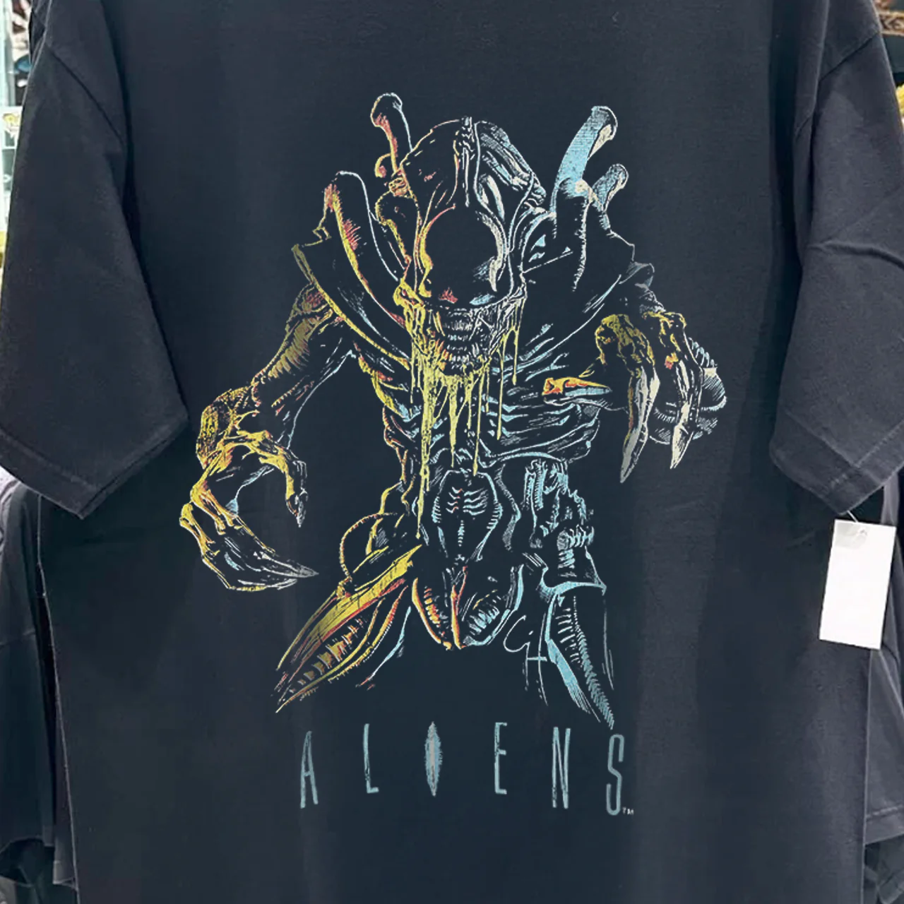 90s Aliens Promo Rare Washed Black Tshirt - Image 2