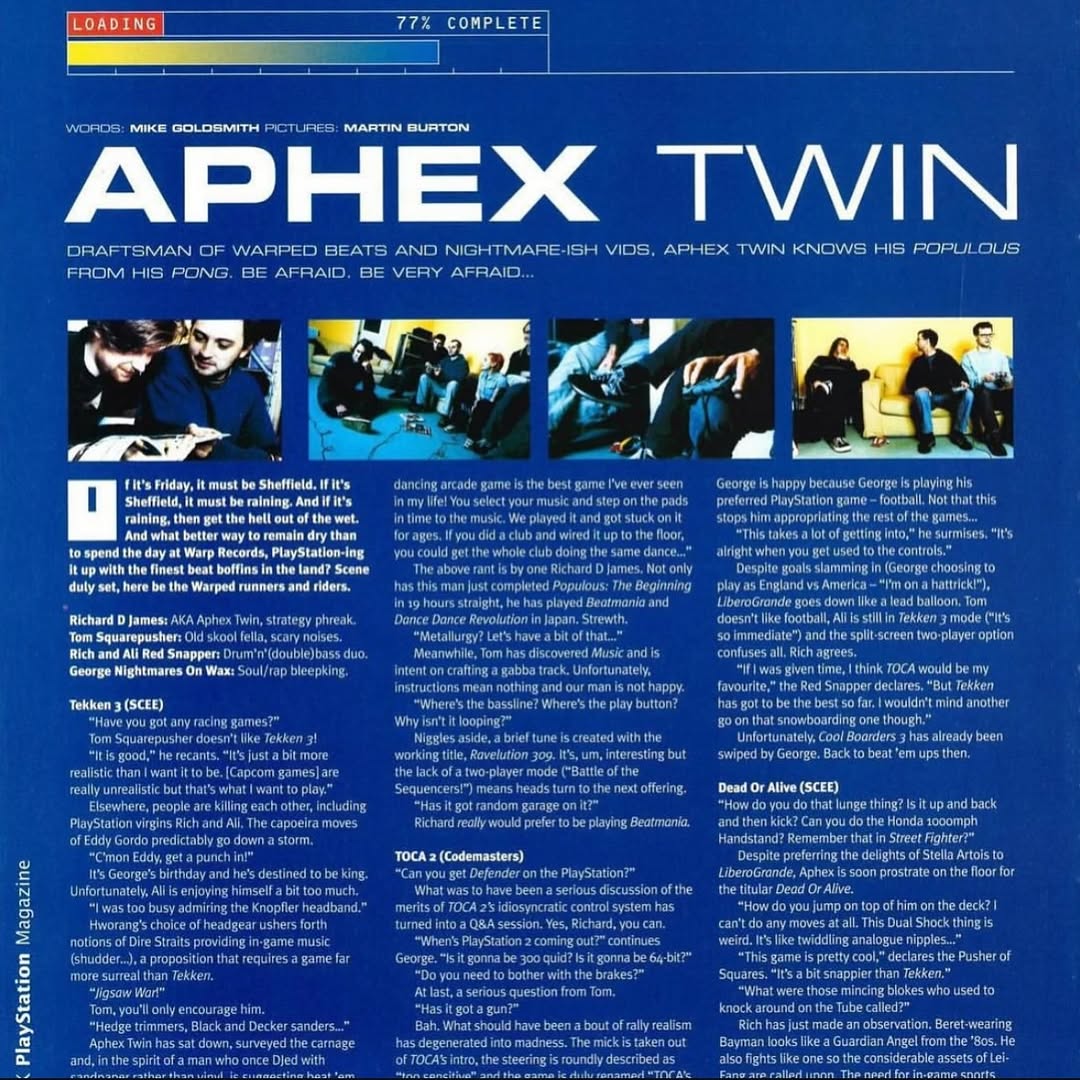 90S Aphex Twin 'Playstation Staff' Rare Washed Navy T-Shirt - Image 3