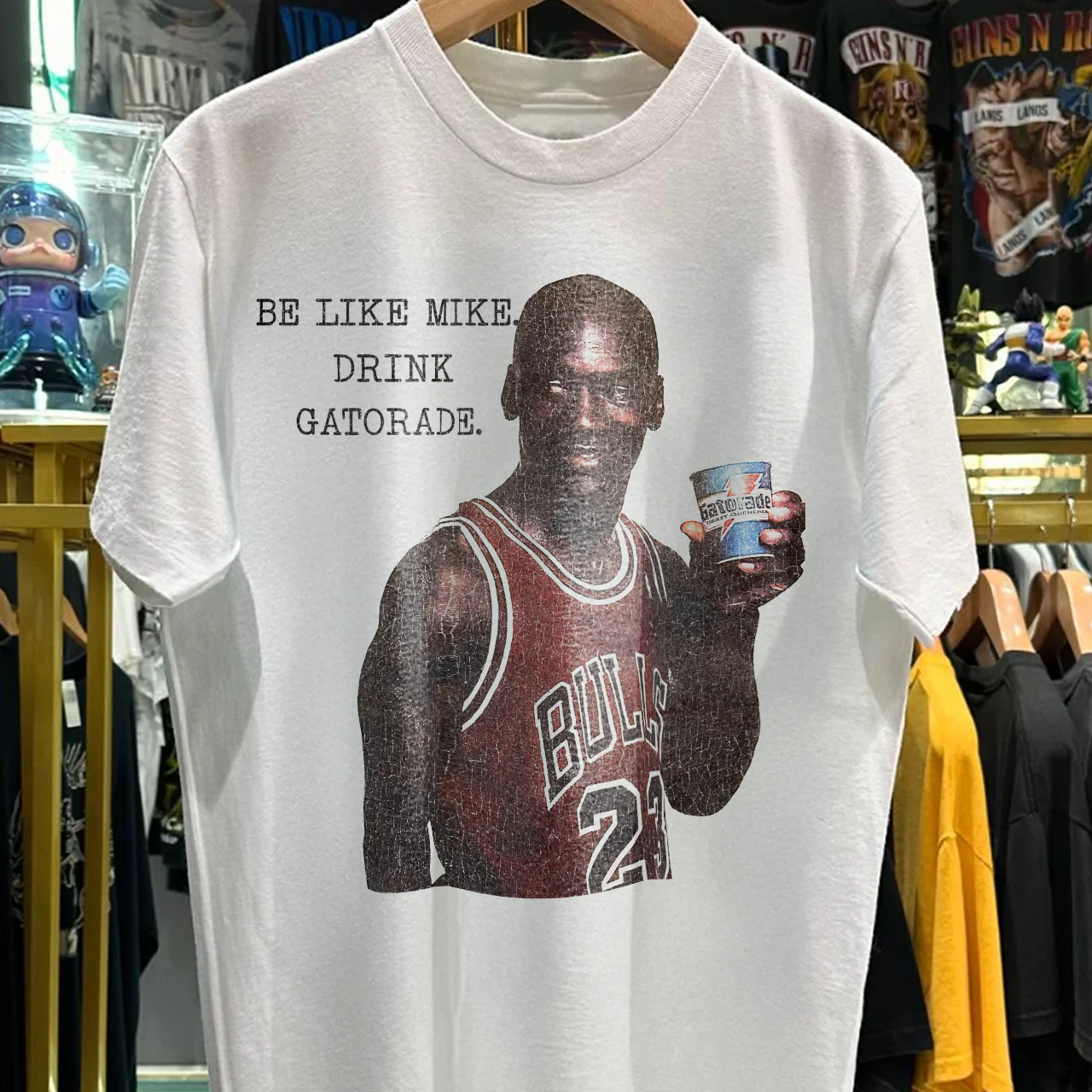 90s Be Like Mike Drink Gatorade Rare Washed White T-Shirt - Image 2