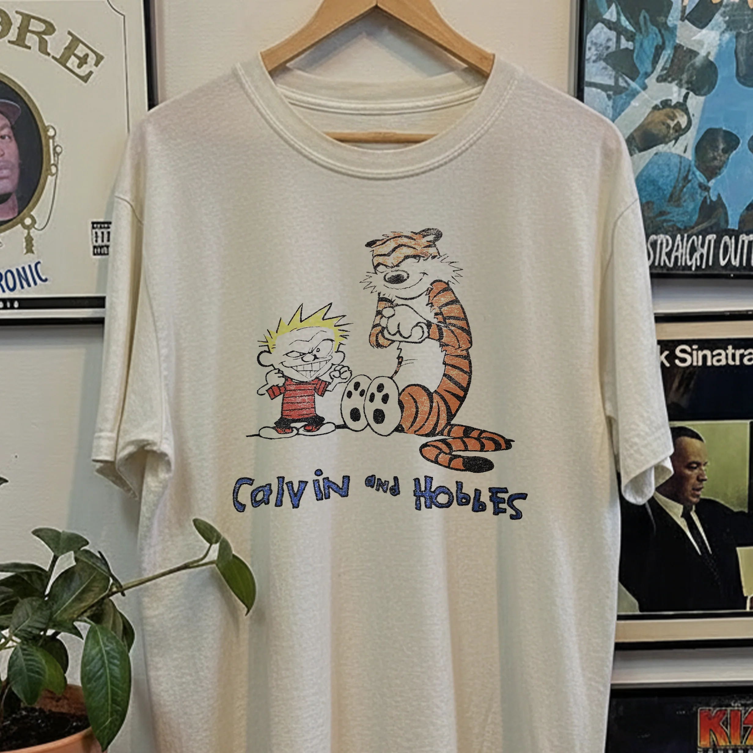 90s Calvin and Hobbes Promo Washed White Tee - Image 2