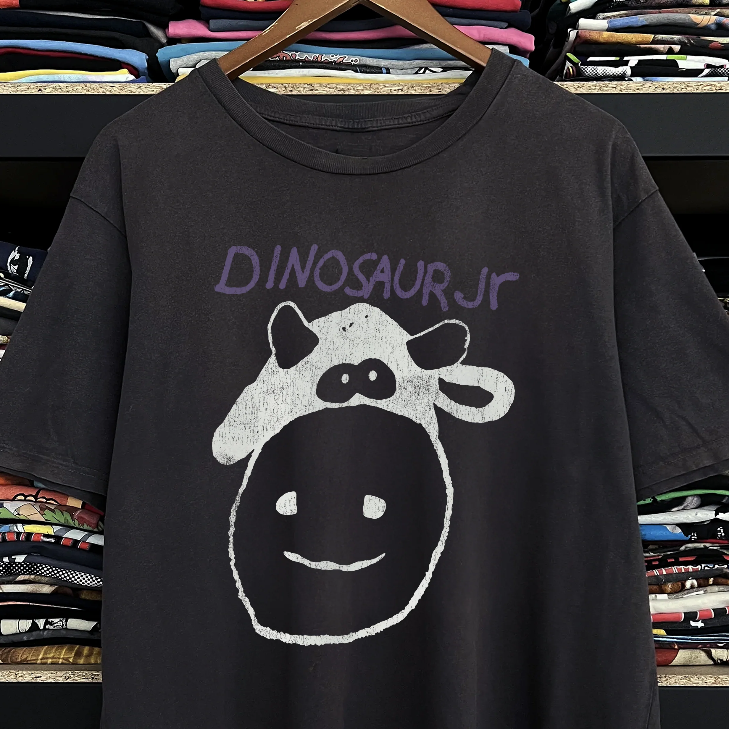 90s Dinosaur Jr Cow Washed Black Tee - Image 2