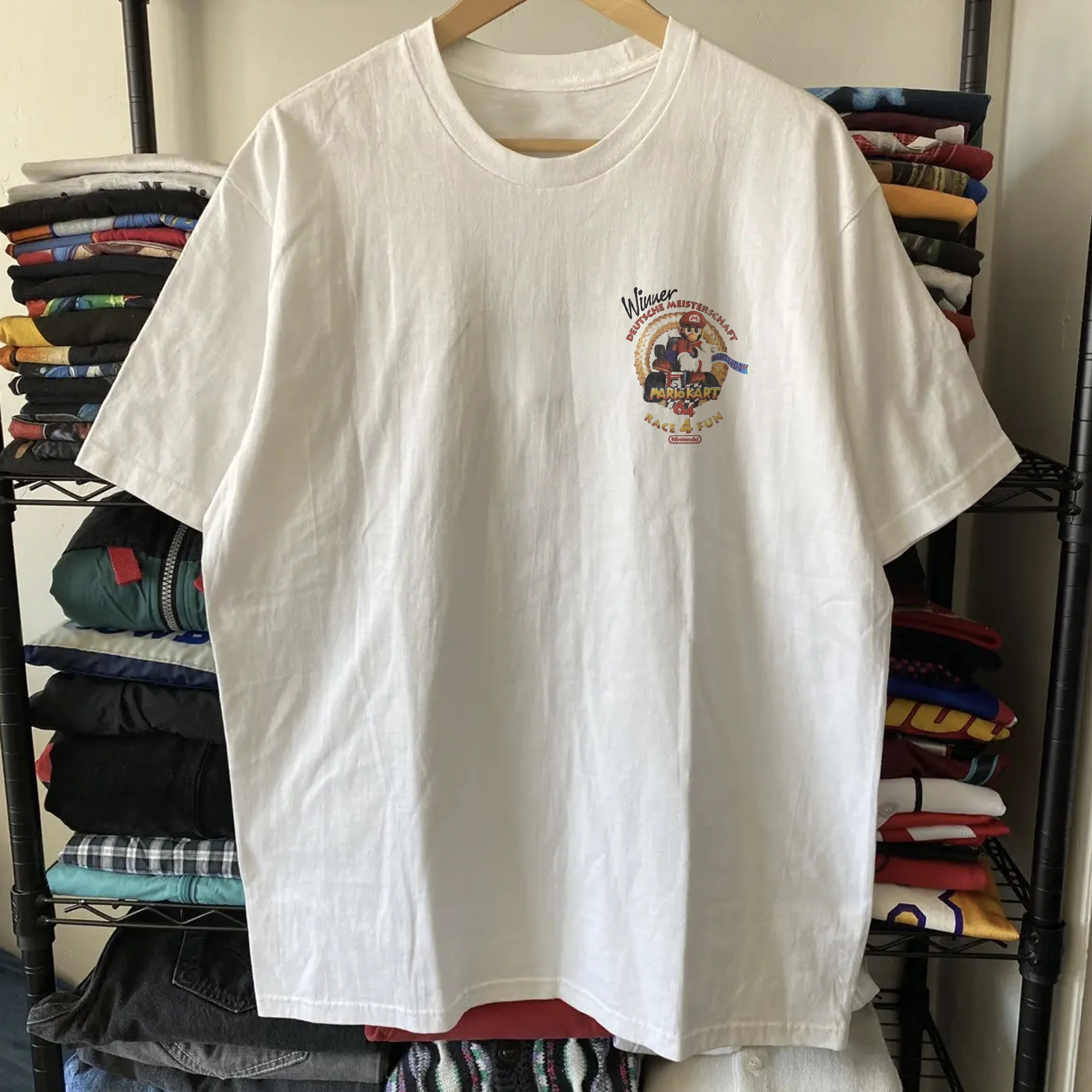 90s German Mario Kart Winners Washed White Tee
