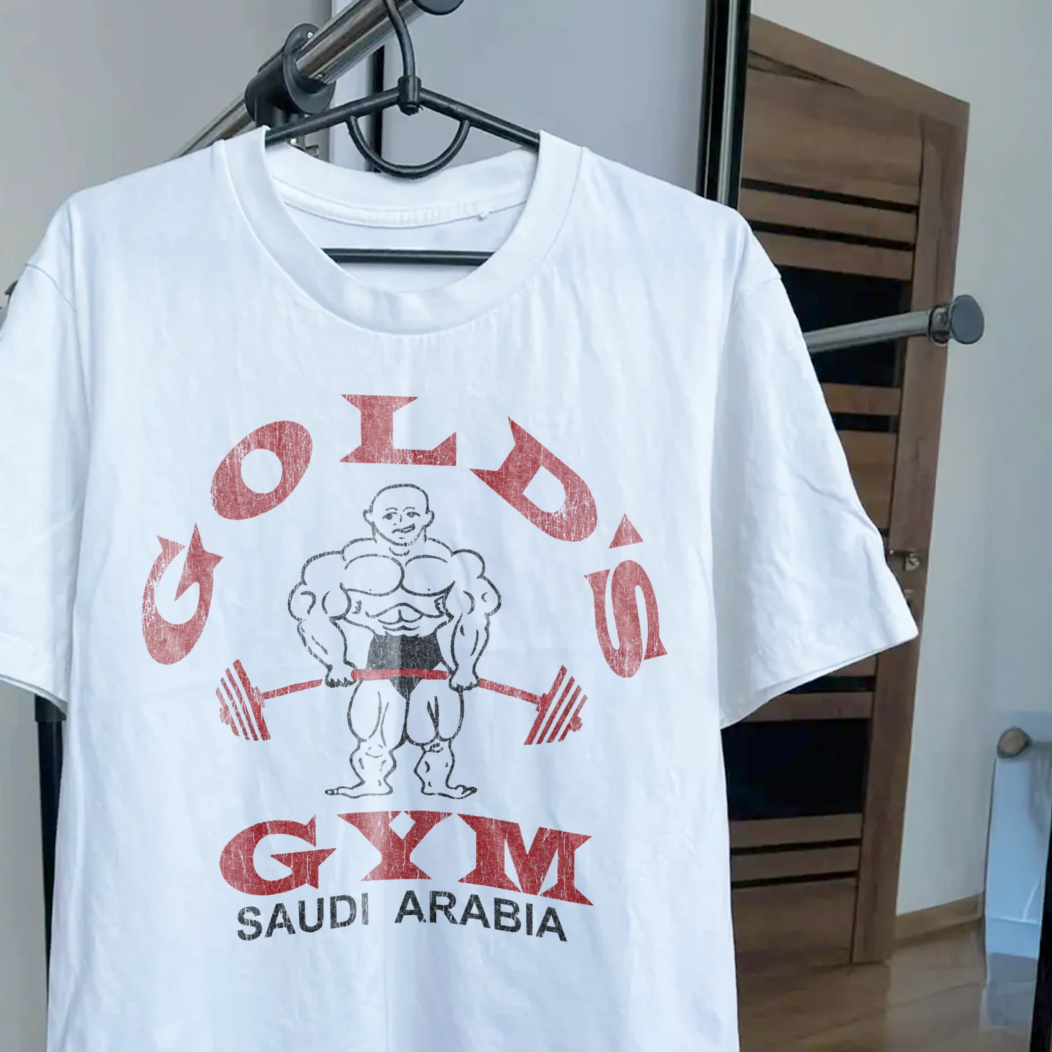 90s Gold'S Gym Saudi Arabia Rare Washed White T-Shirt - Image 2