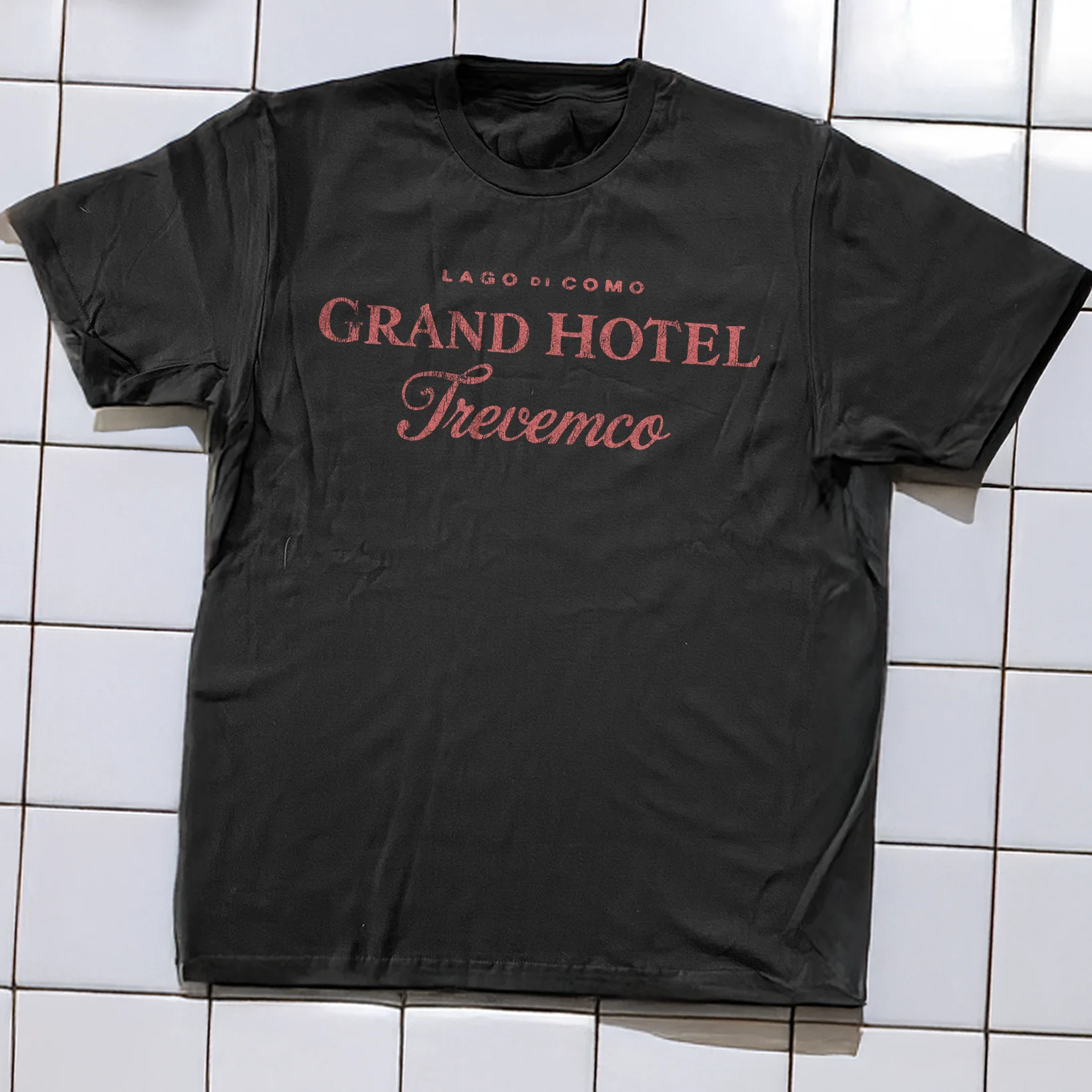 90s Grand Hotel Tremezzo Rare Washed Black T-Shirt