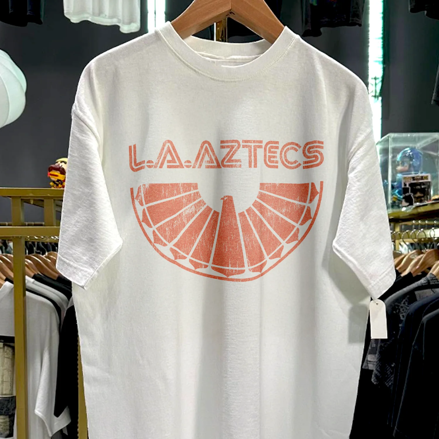 90s La Aztecs Rare Washed White T-Shirt - Image 2