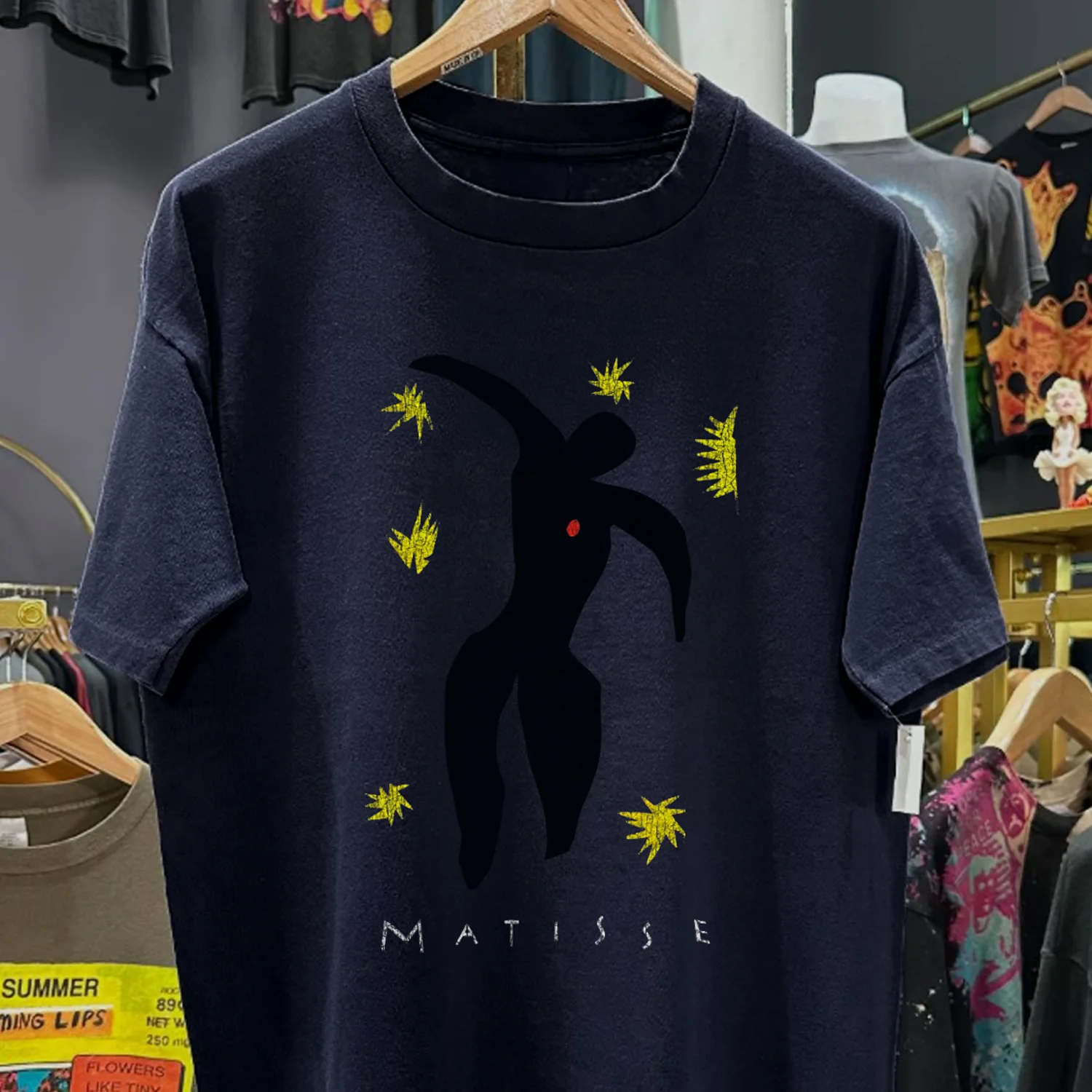 90s Matisse Rare Washed Navy T-Shirt - Image 2