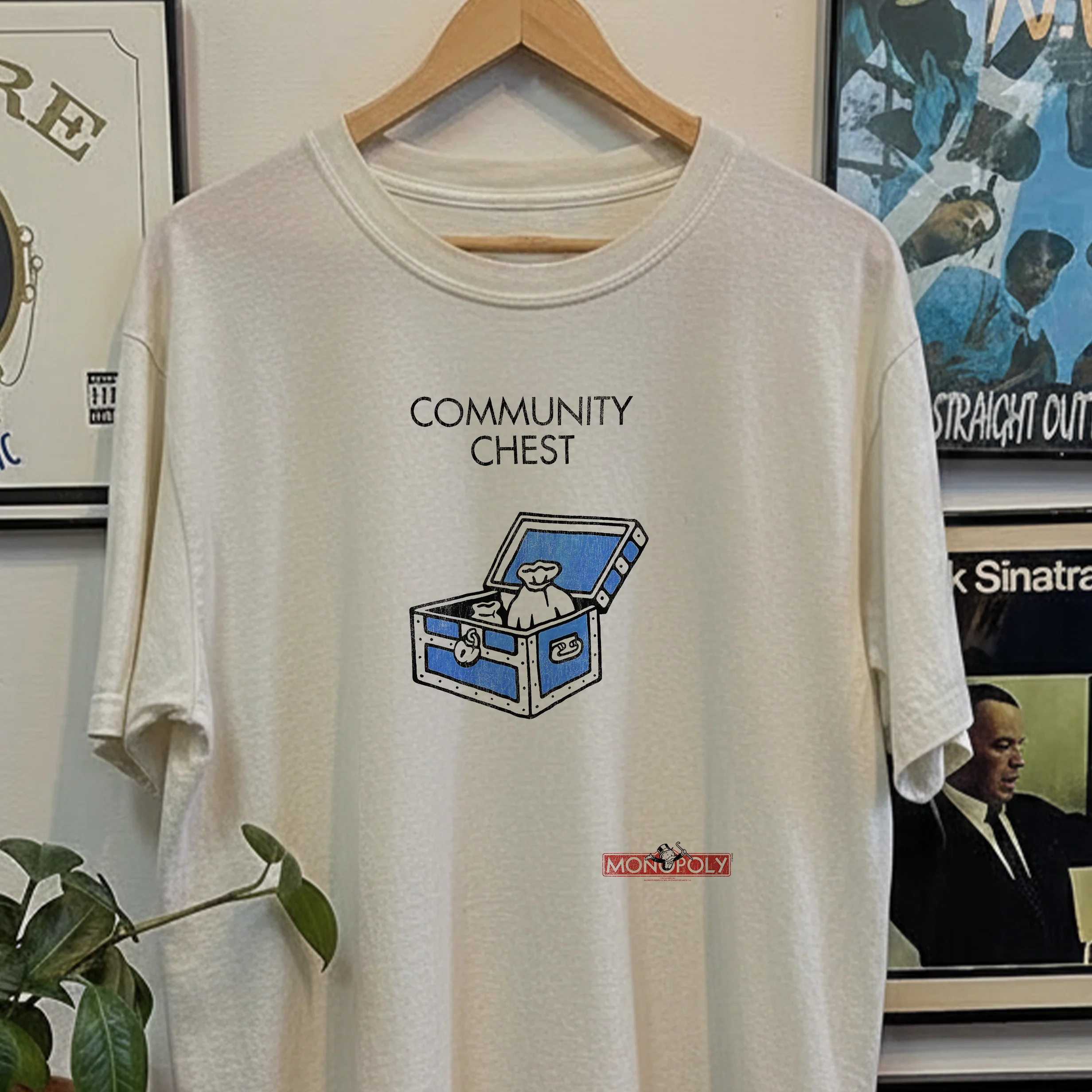 90s Monopoly Community Chest Washed White Tee - Image 2