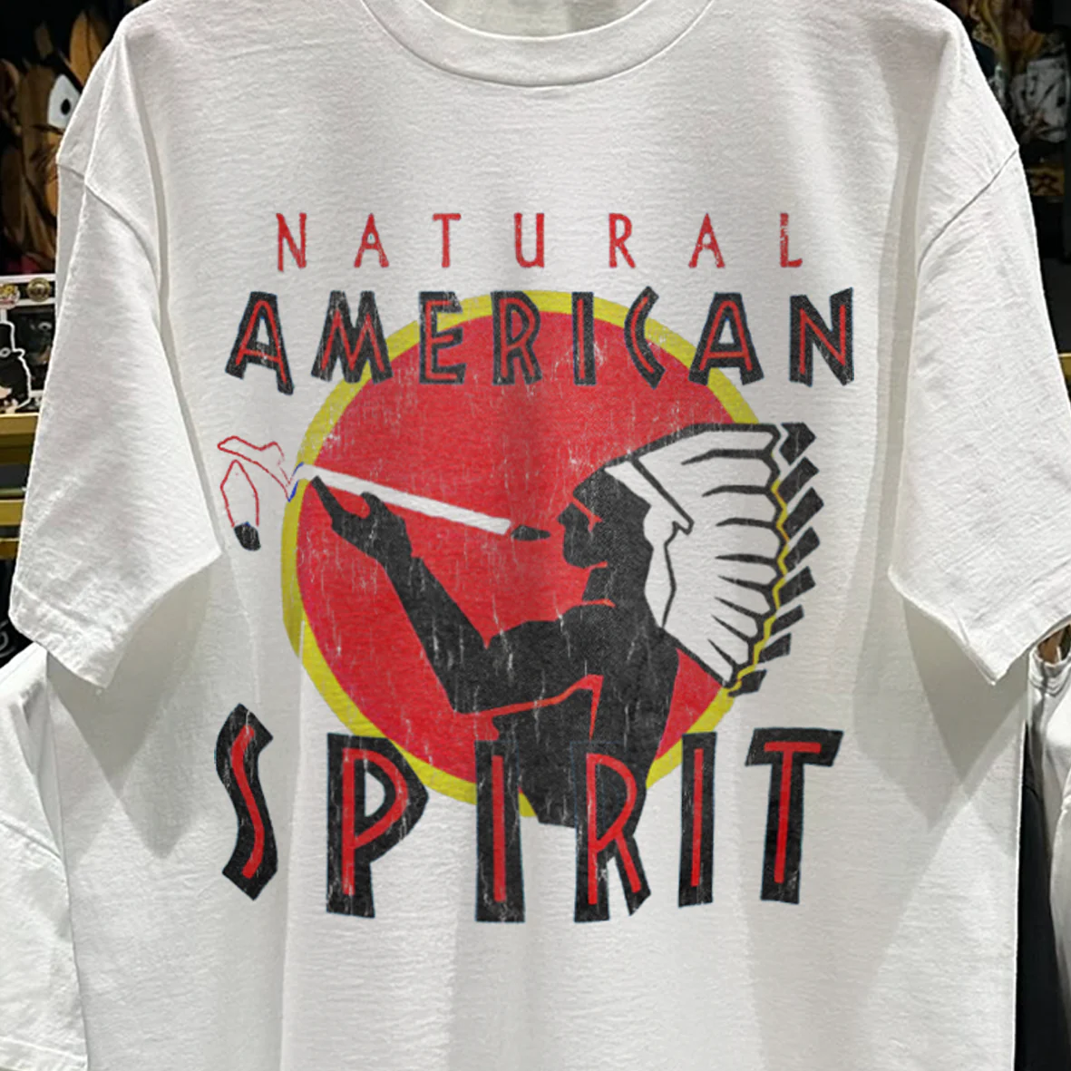 90s Natural American Spirit Rare Washed White T-Shirt - Image 2