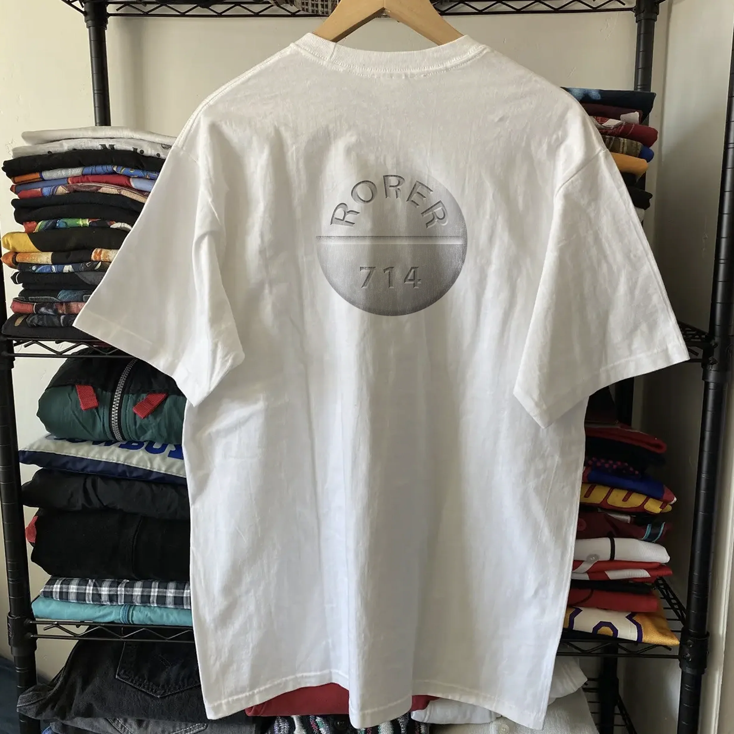 90s Quaalude Pill Promo Washed White Tee - Image 2