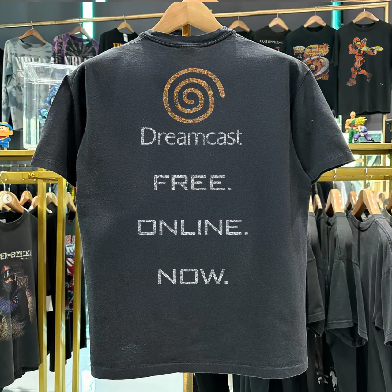 90s Sega Dreamcast Promo Rare Washed Black T-Shirt - Image 2